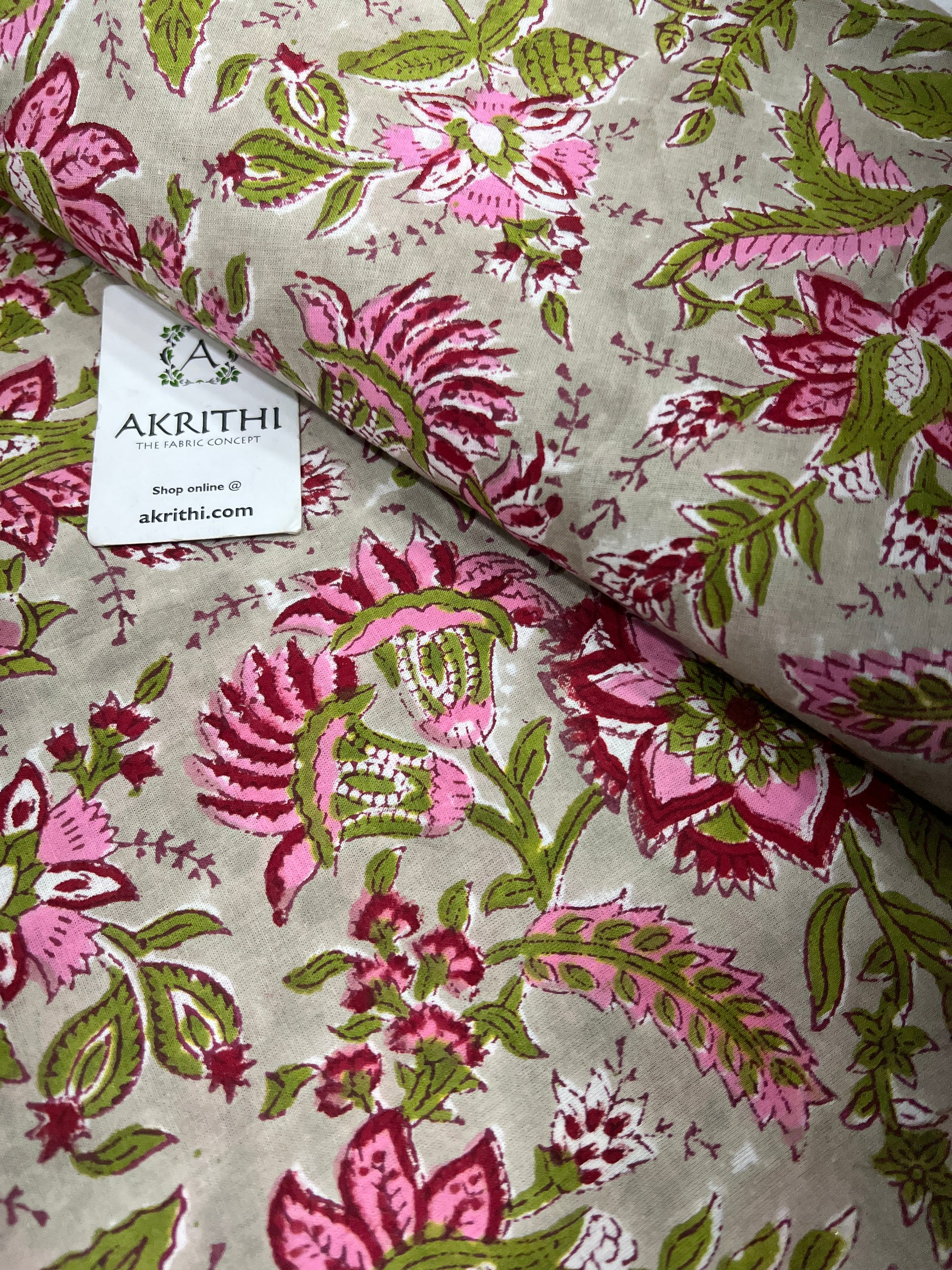 Hand block Printed pure cotton fabric