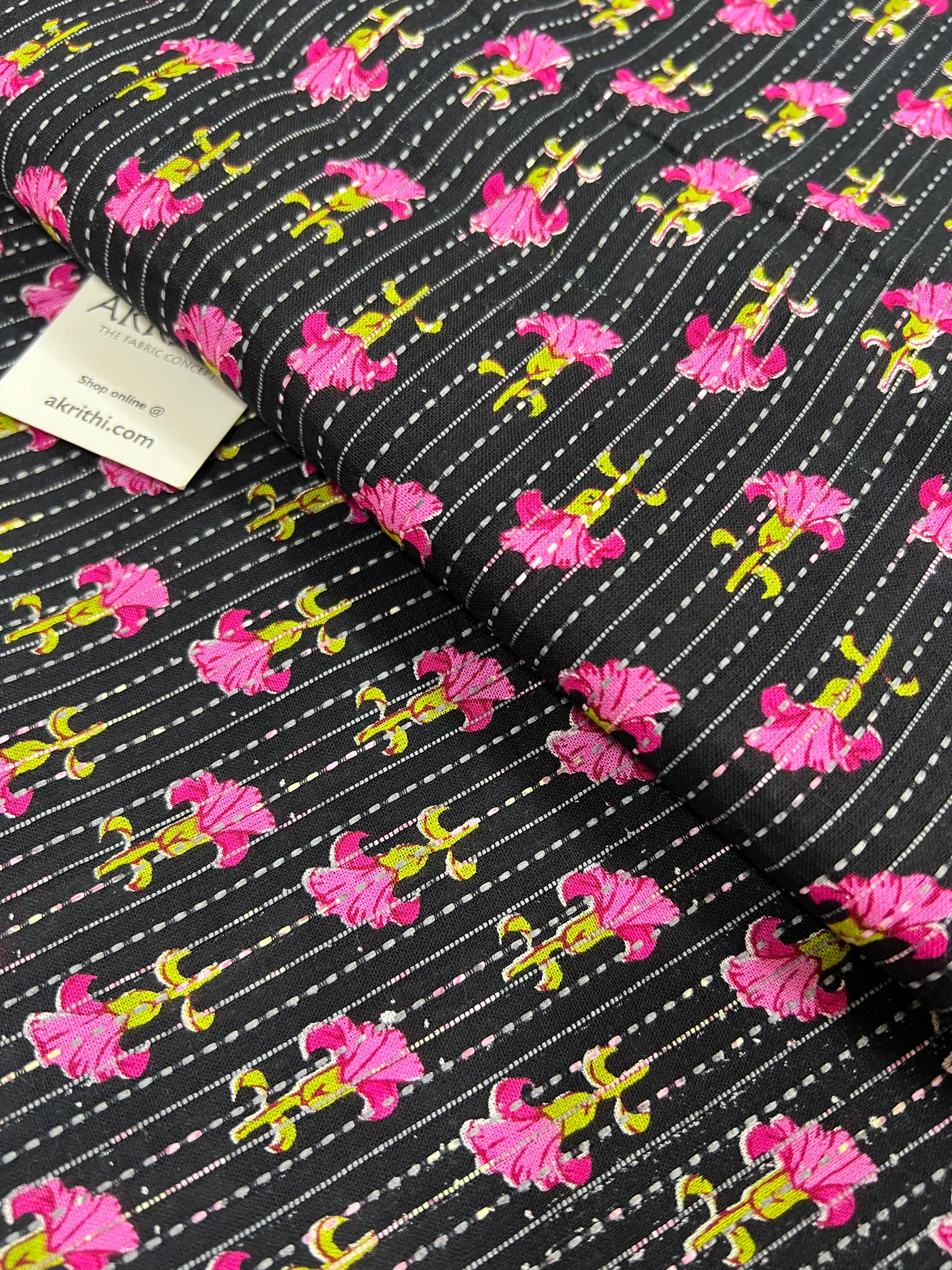 Printed Kantha pure cotton fabric
