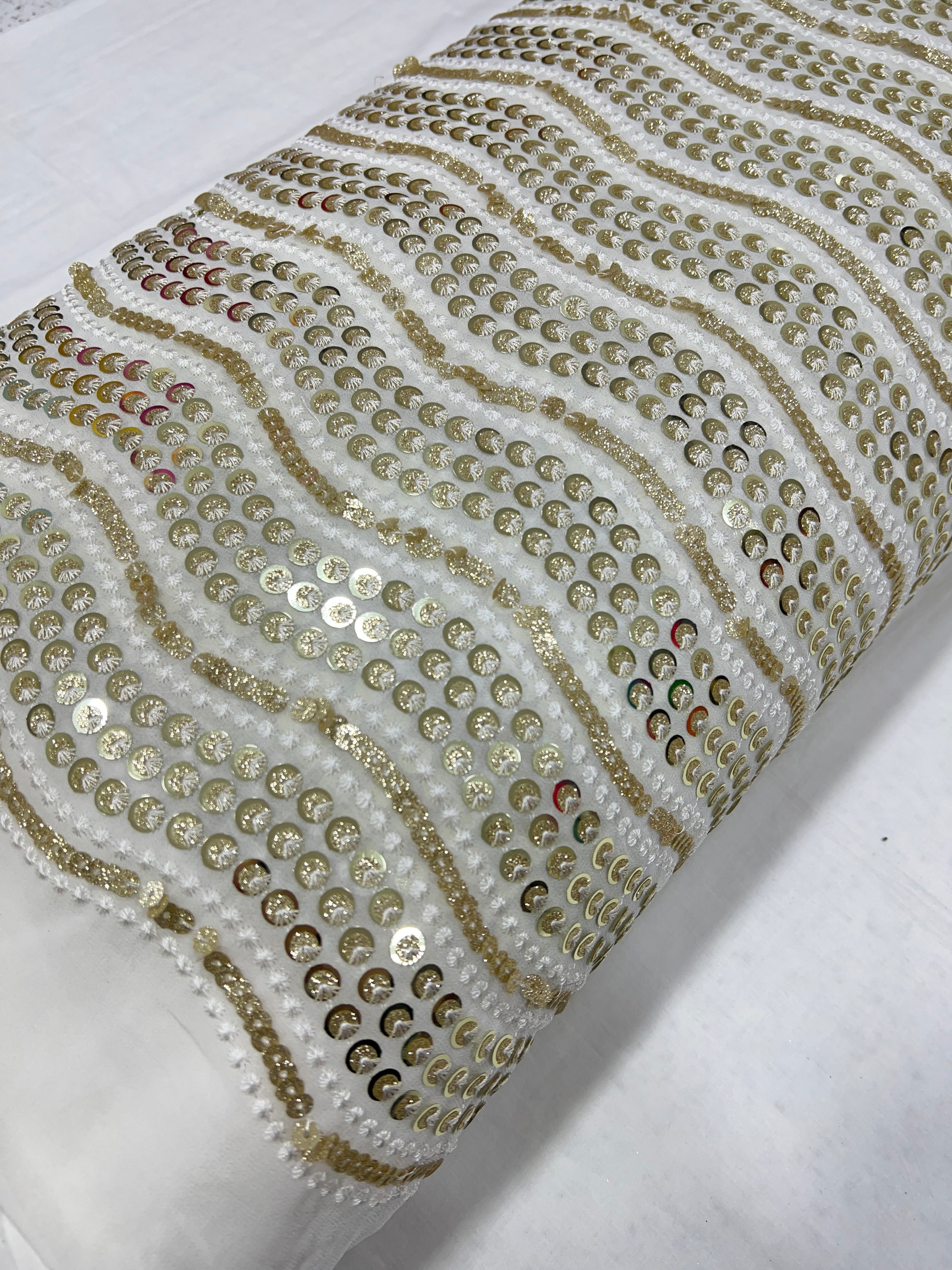 Embroidery on dyeable georgette fabric