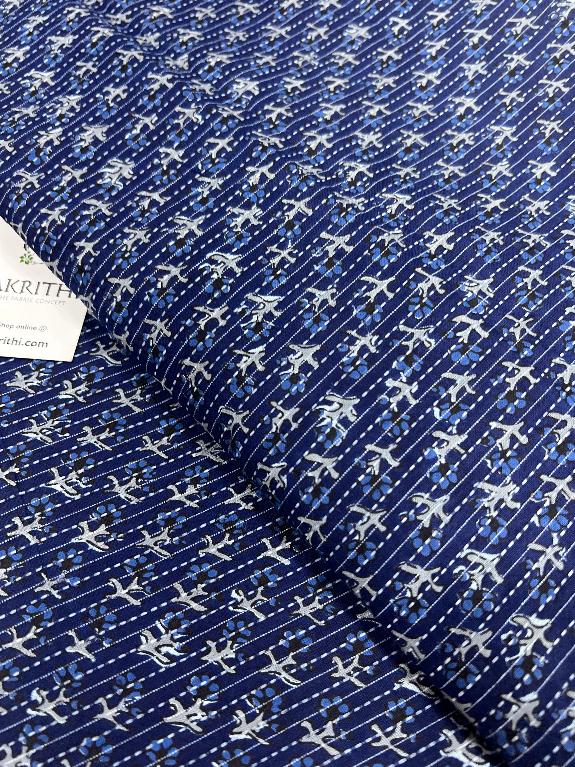 Printed Kantha pure cotton fabric
