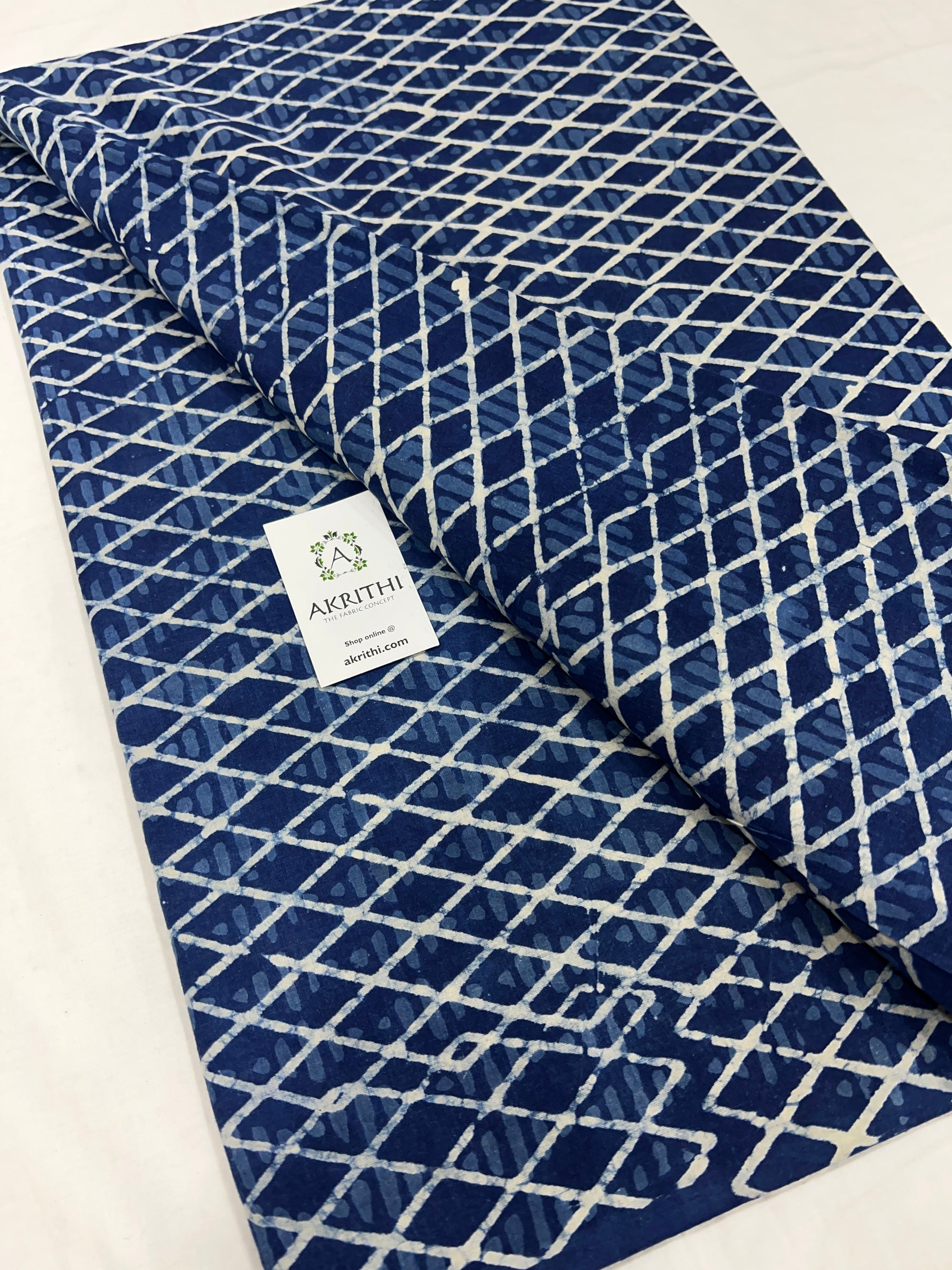 Indigo Printed pure cotton fabric