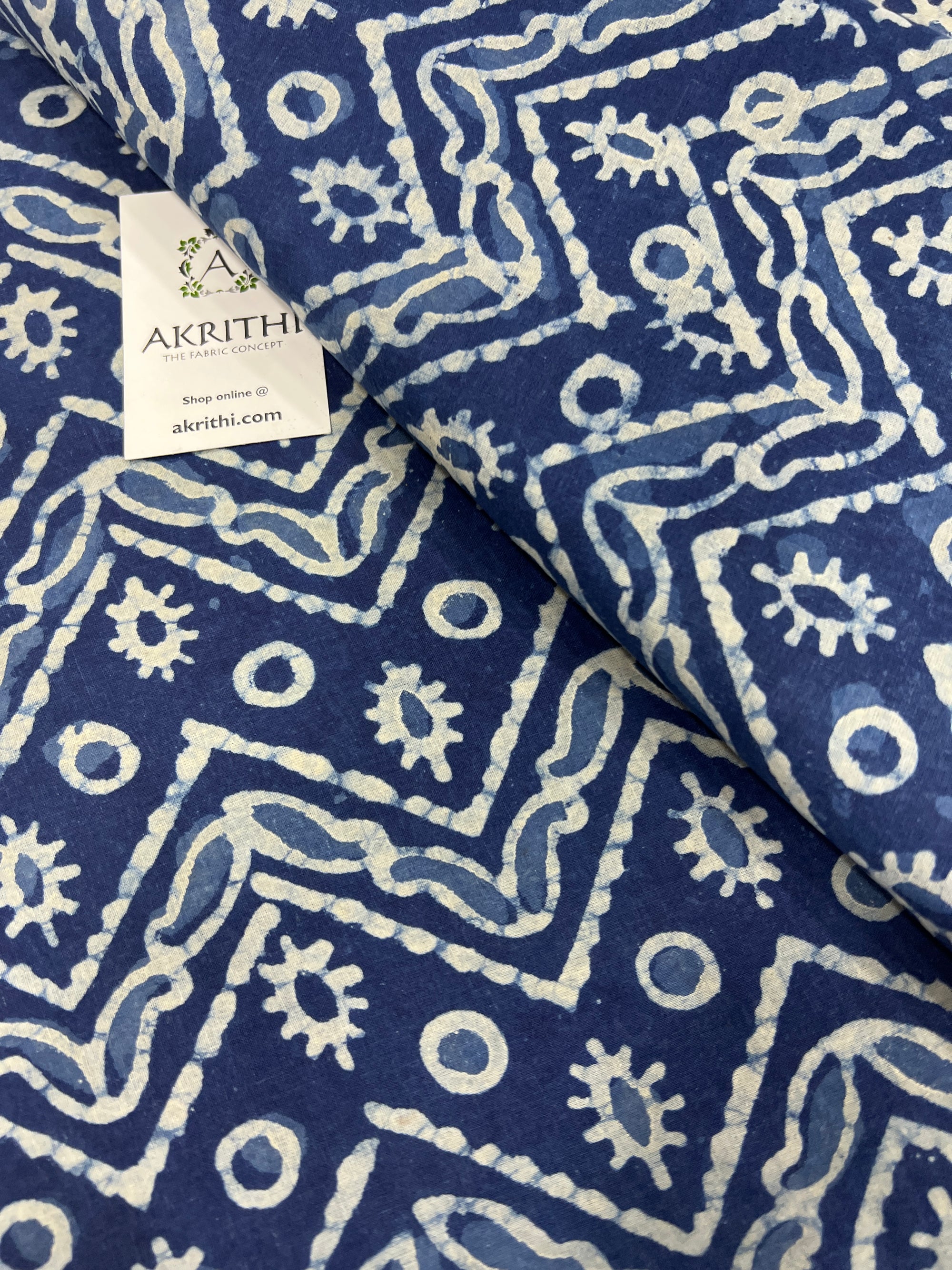 Indigo Printed pure cotton fabric