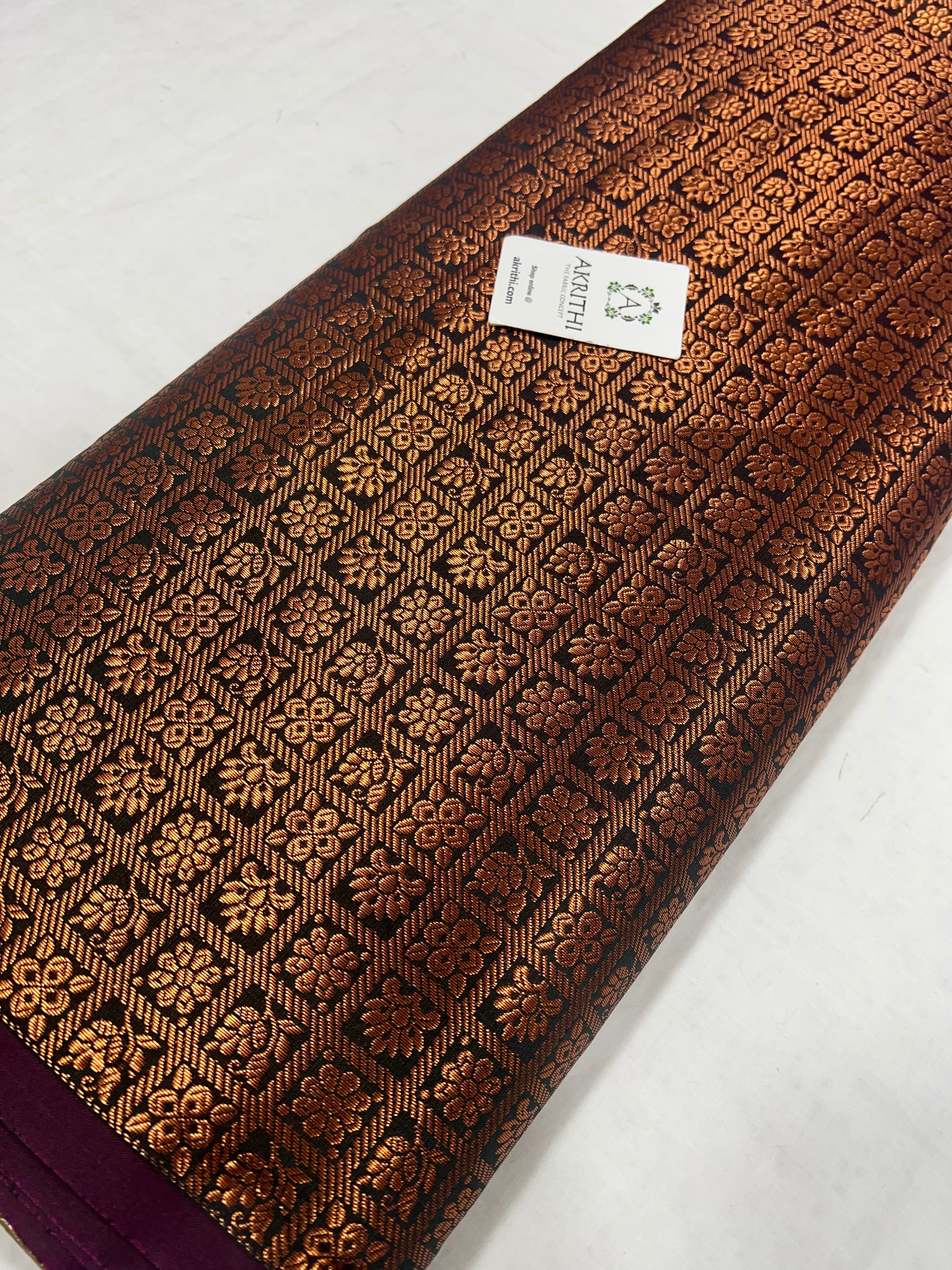 Banarasi brocade fabric with copper zari
