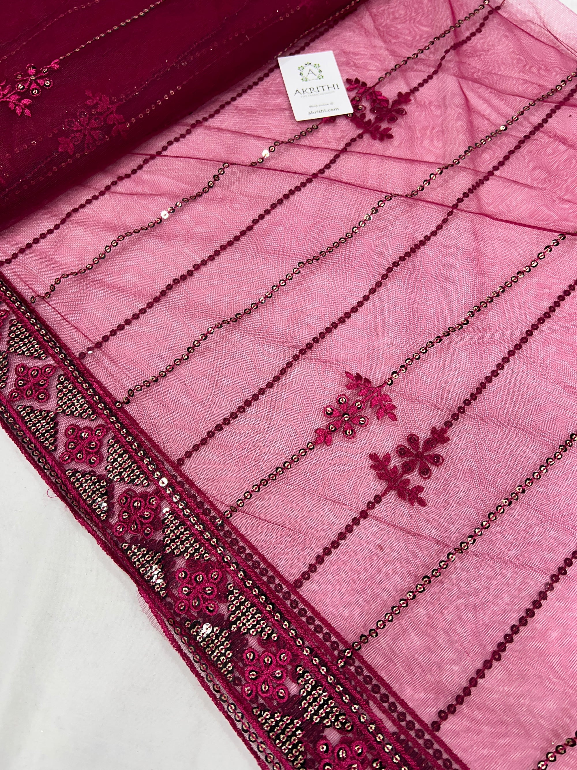 Embroidered net fabric