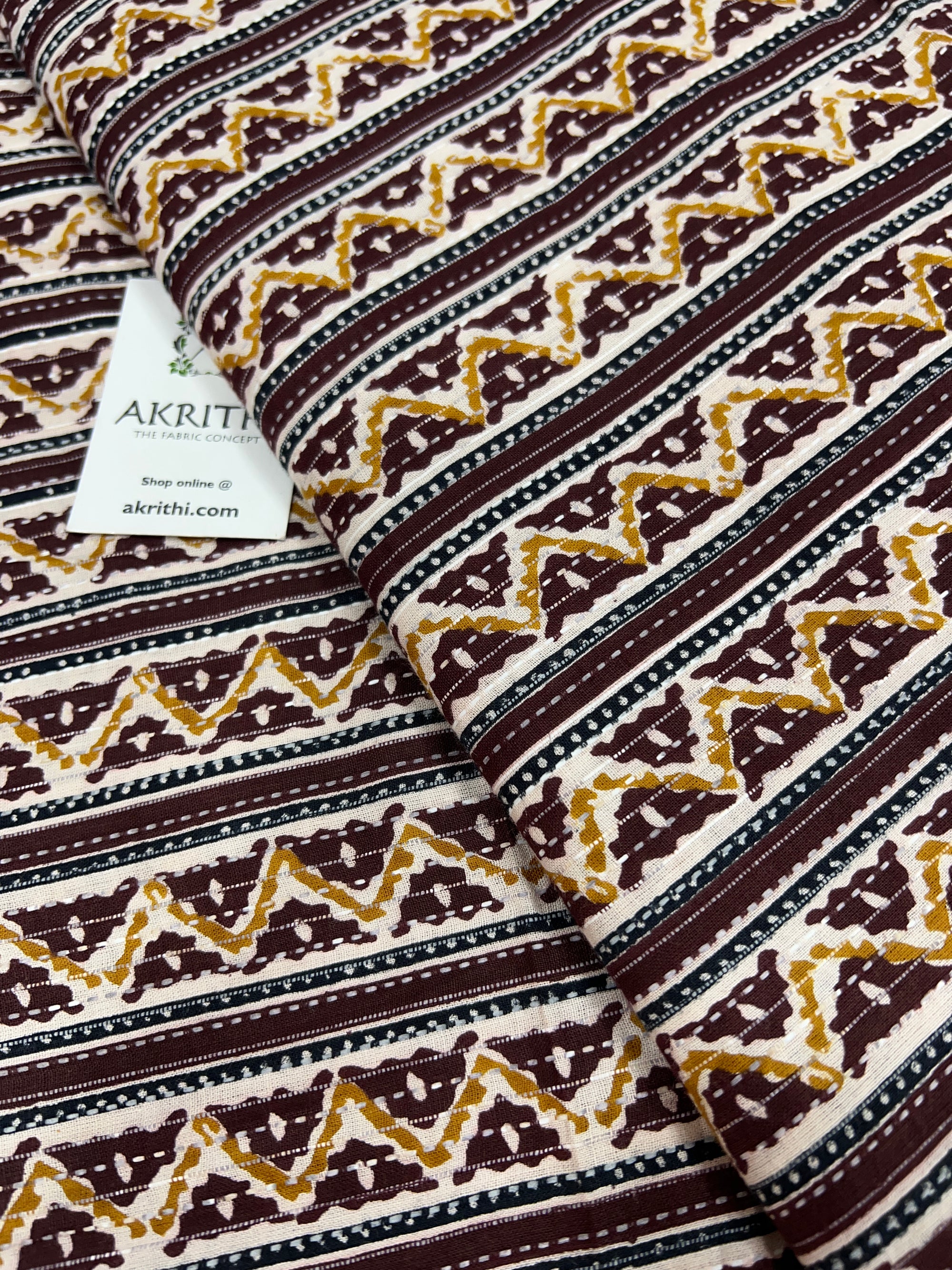 Printed Kantha pure cotton fabric