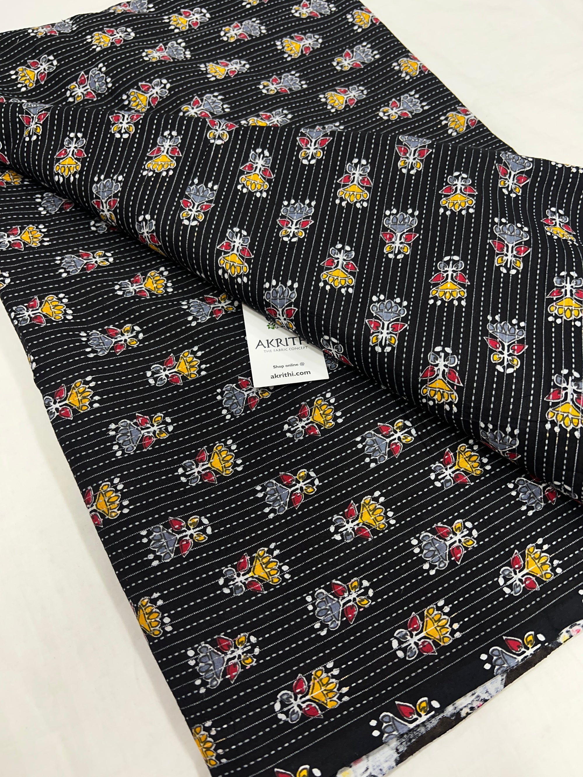 Printed Kantha pure cotton fabric