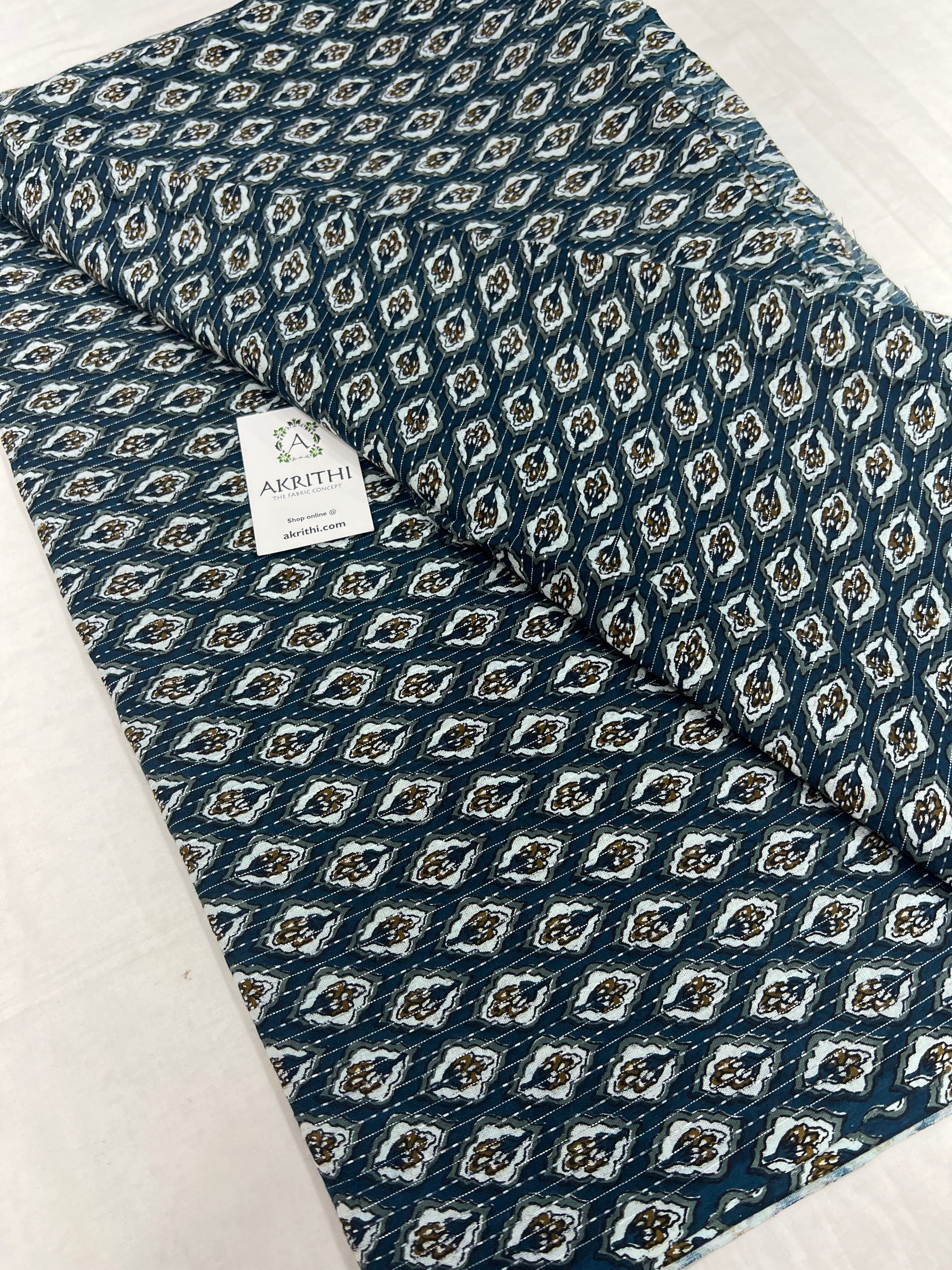Printed Kantha pure cotton fabric