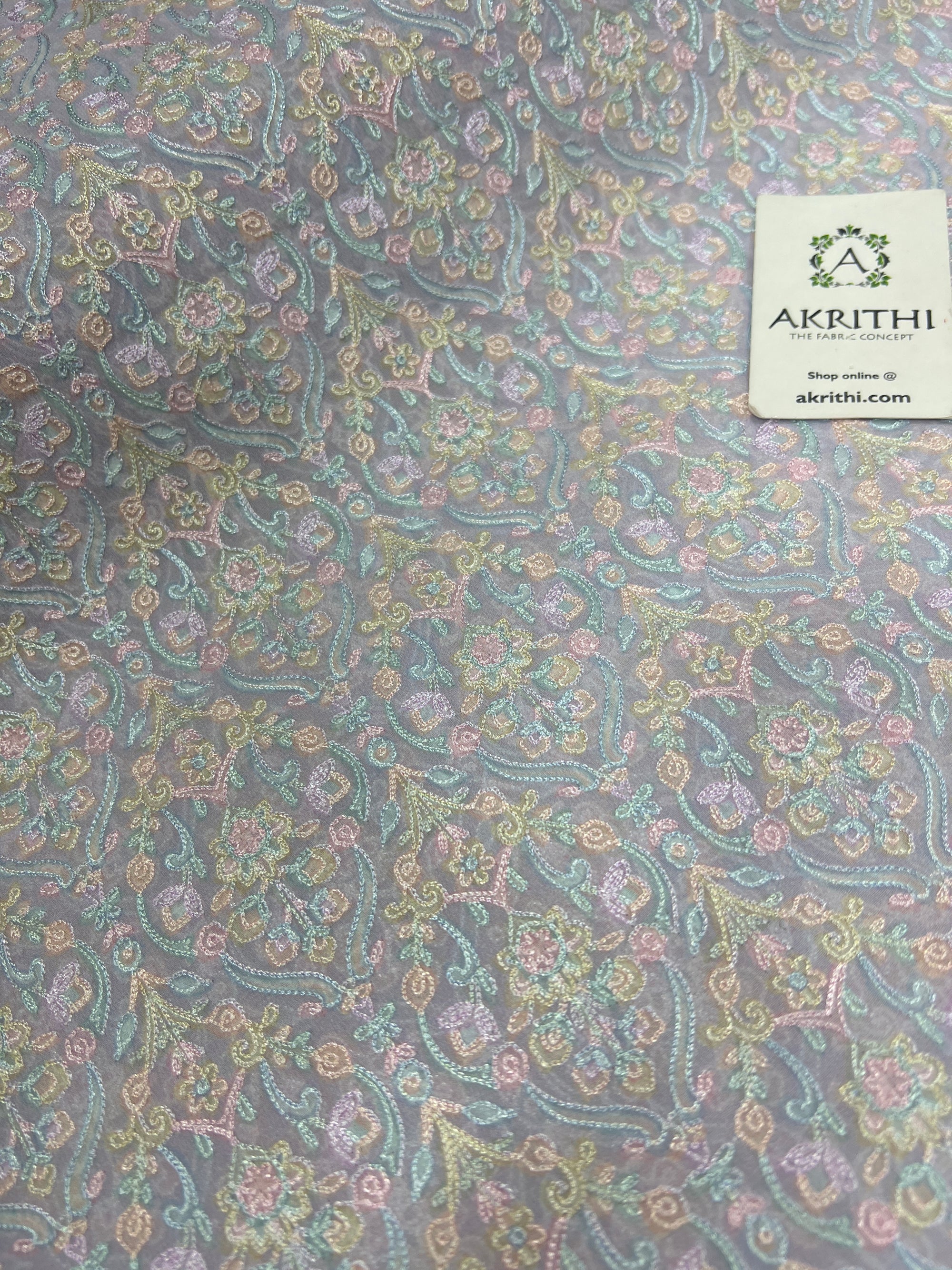 Embroidered organza fabric