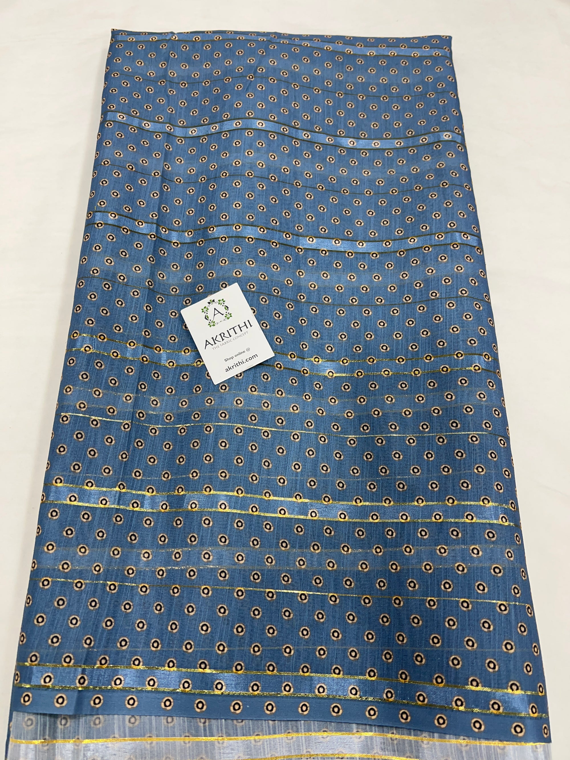 Digital printed munga fabric with Zari lines