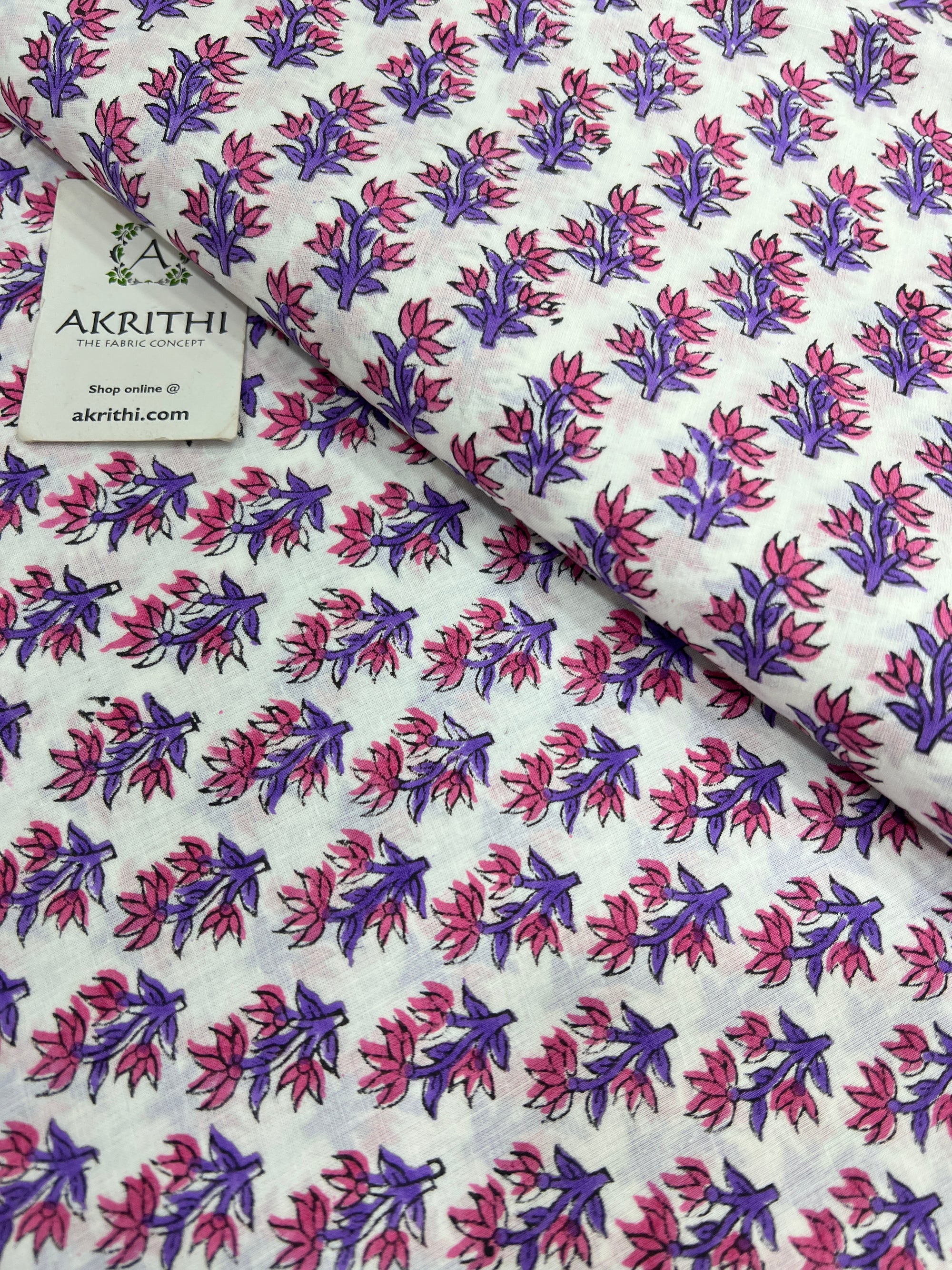 Hand block Printed pure cotton fabric