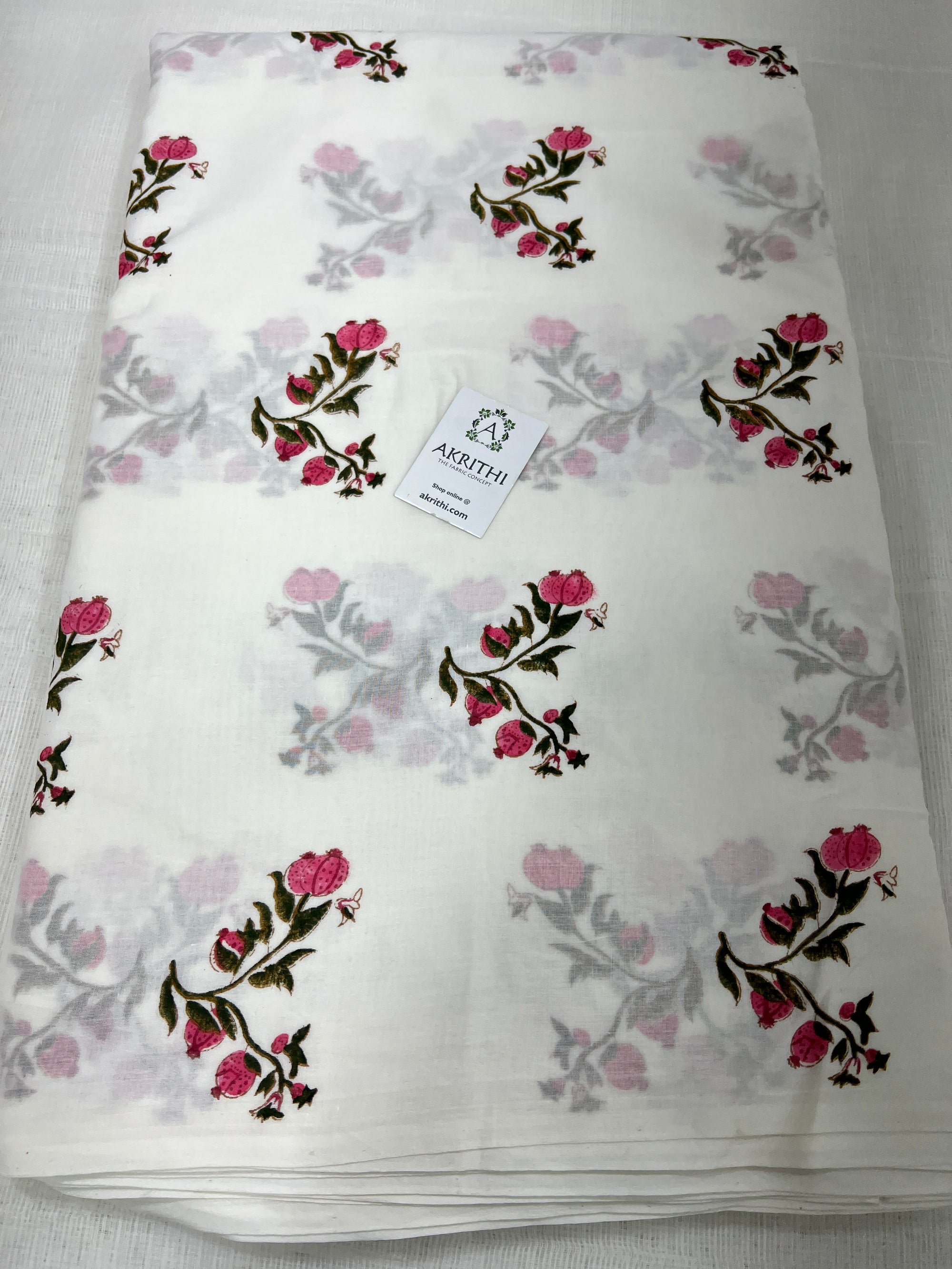 Hand block Printed pure mul cotton fabric