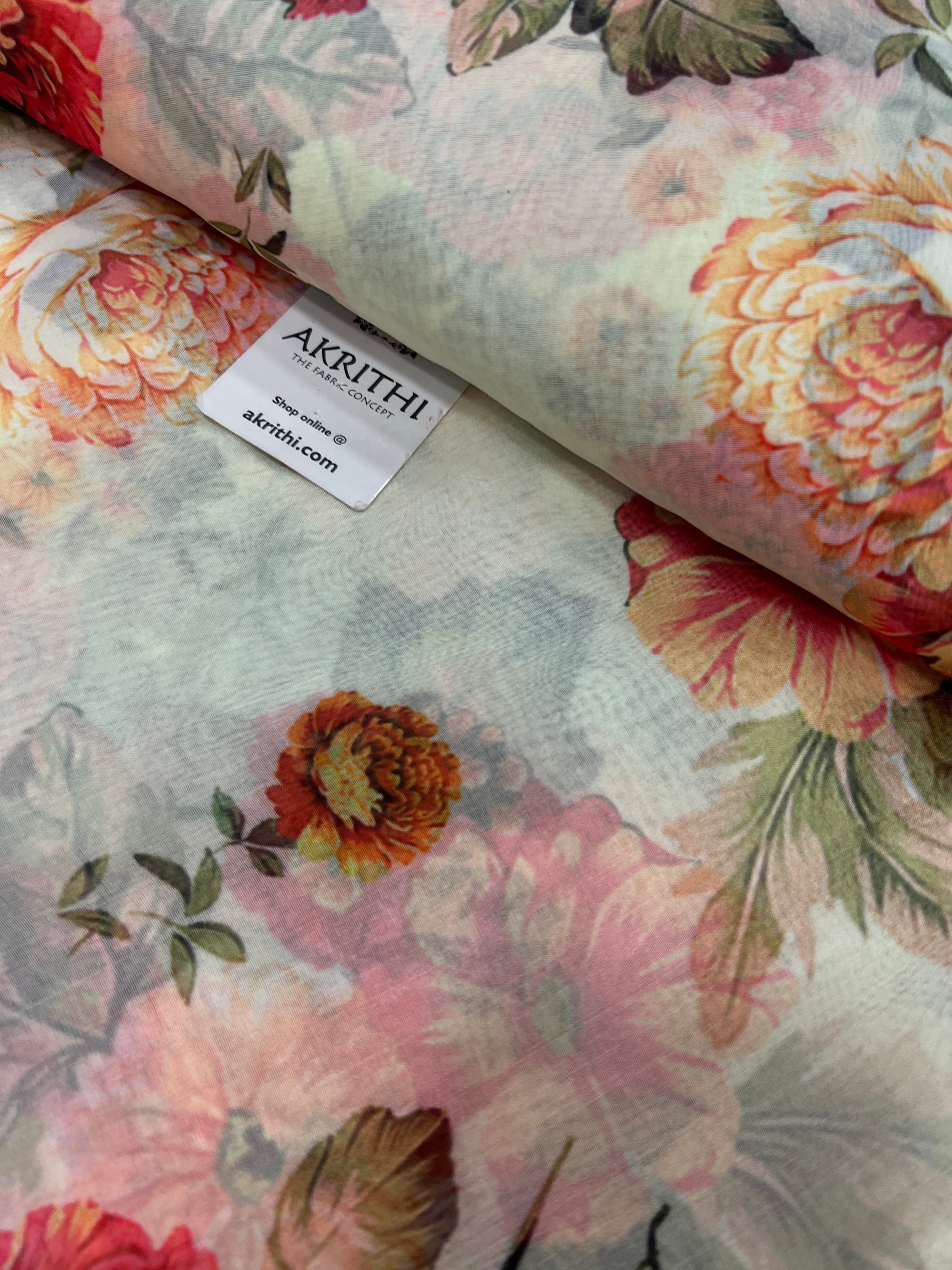 Digital floral Printed organza fabric