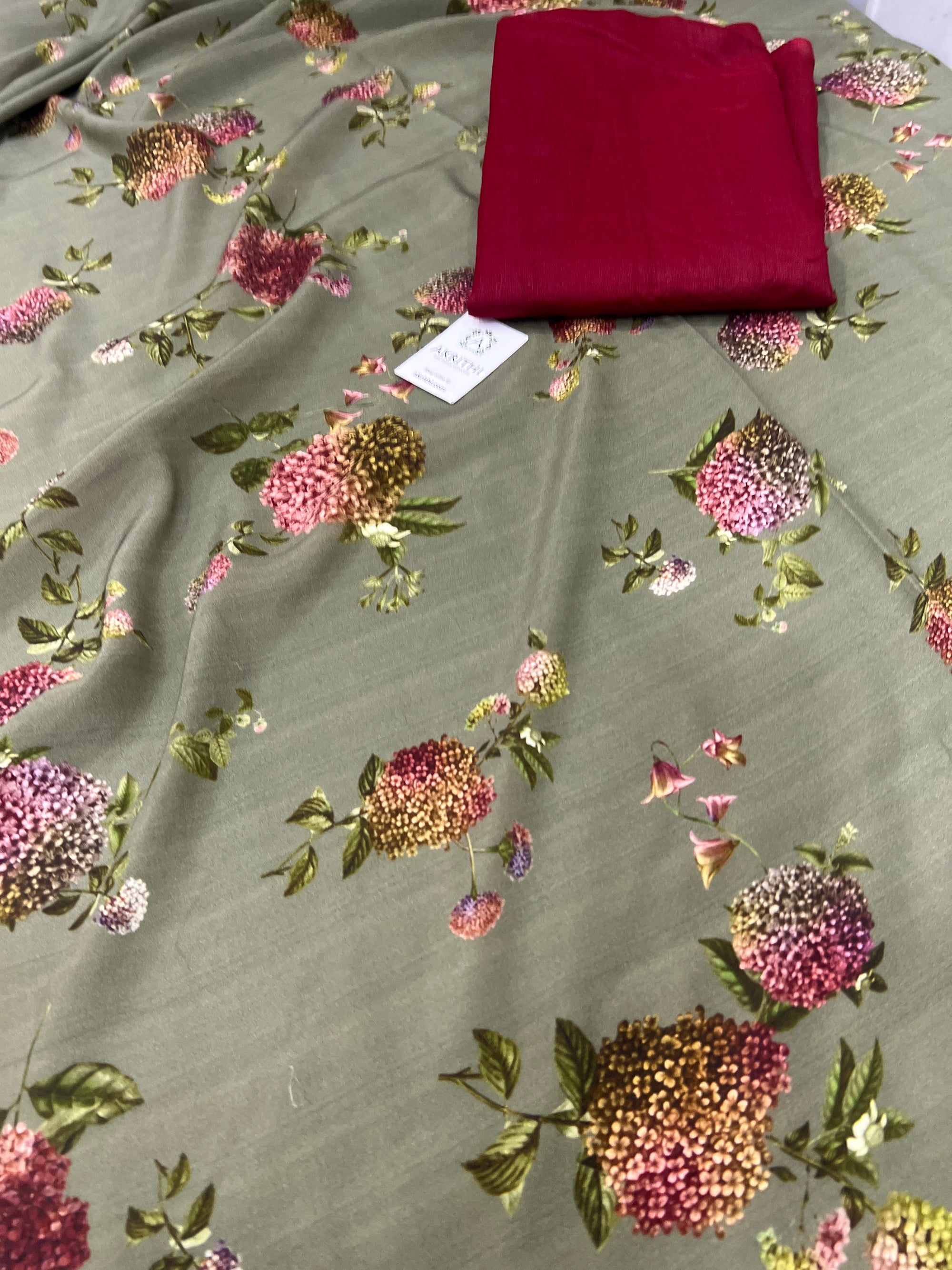 Digital printed pure silk crepe saree with blouse