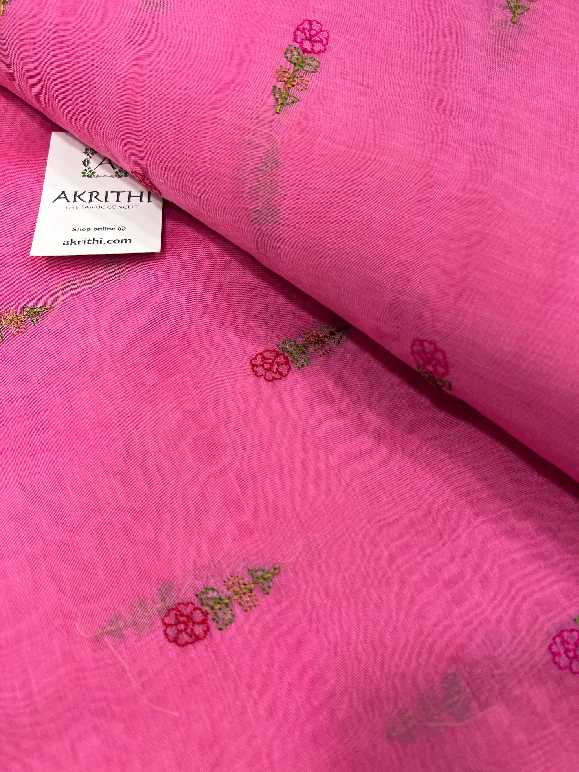 HANDLOOM MUL CHANDERI EMBROIDERED FABRIC