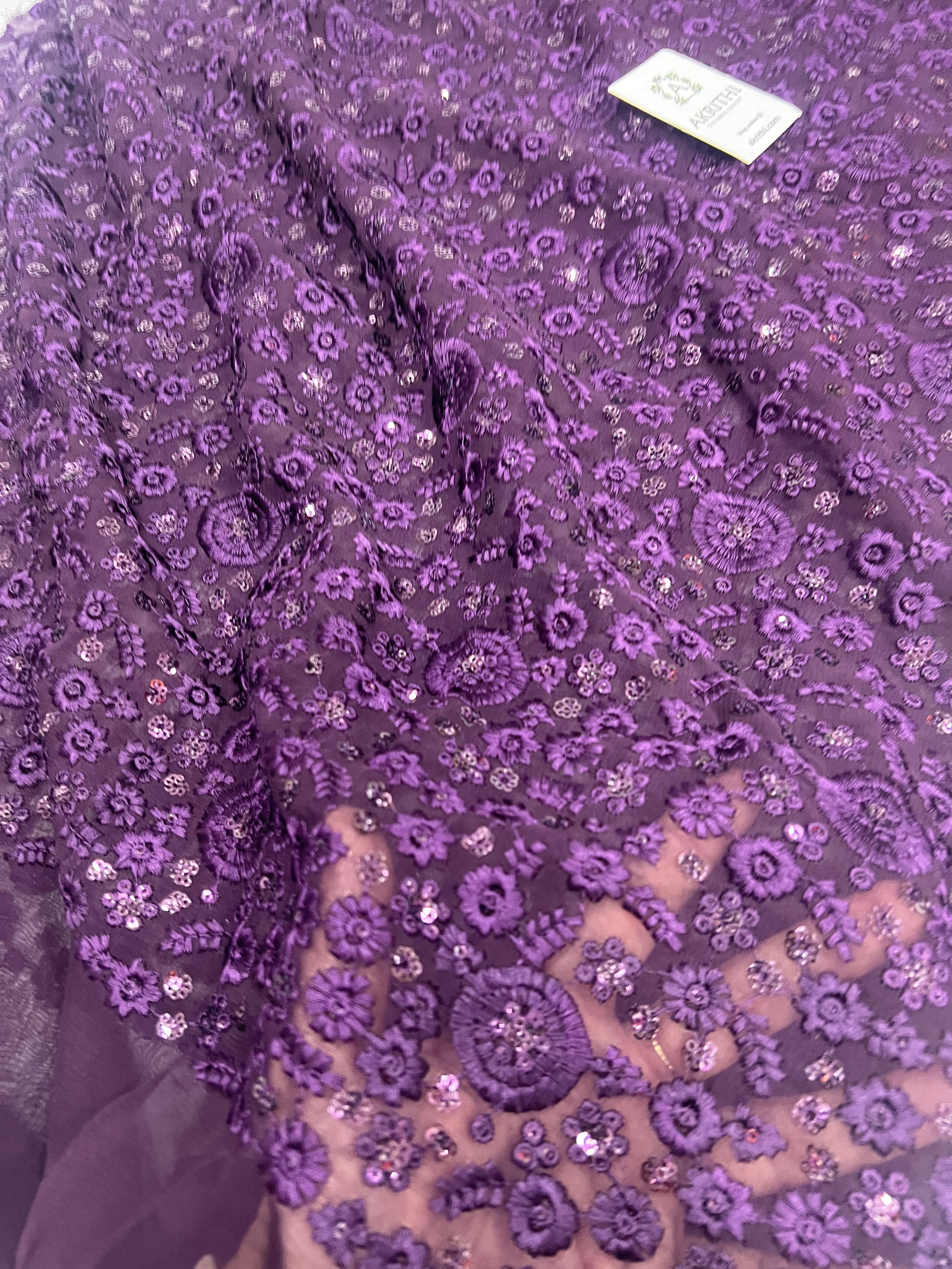 Embroidered pure Georgette fabric