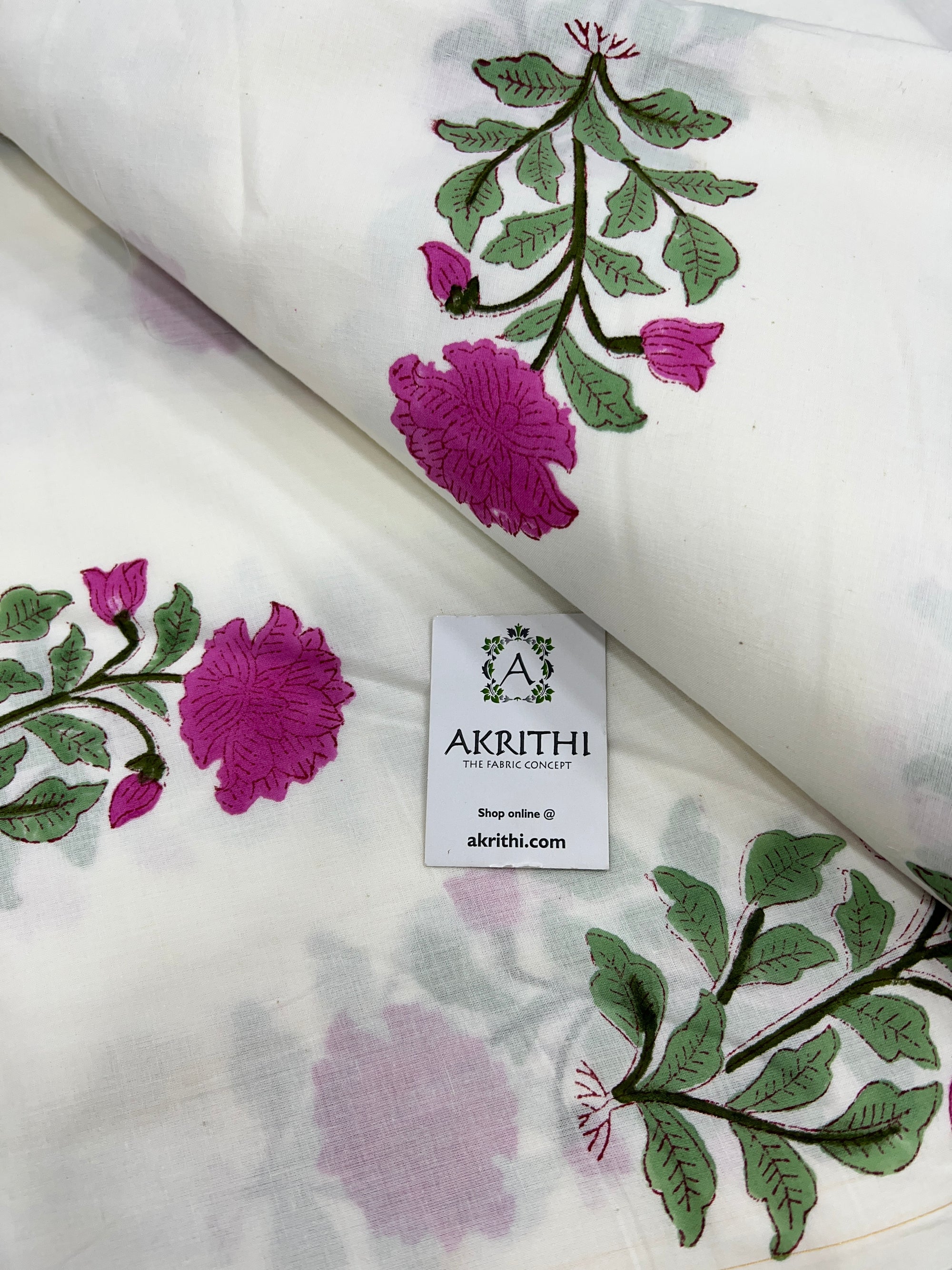 Hand block Printed pure mul cotton fabric