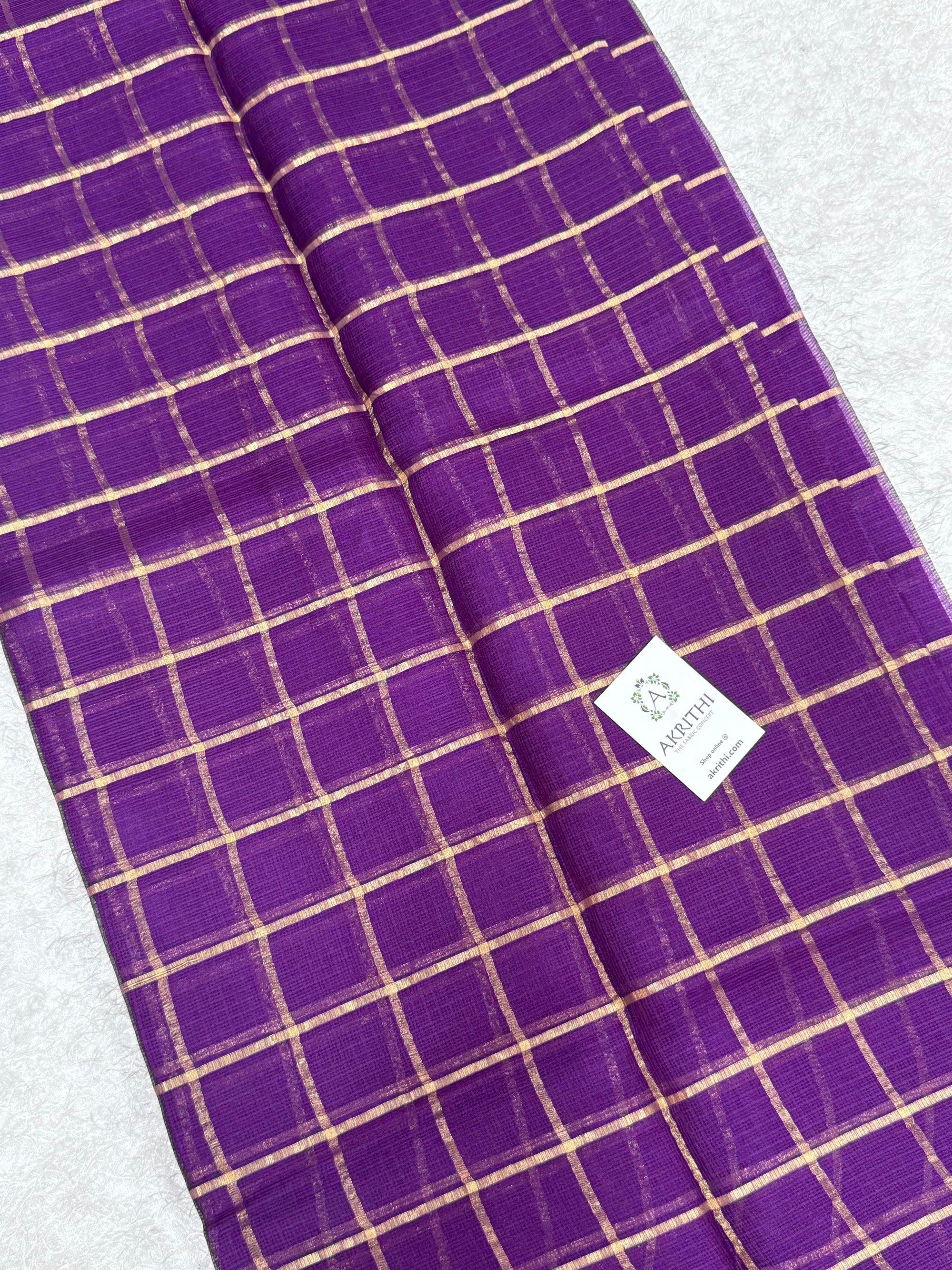 Pure kota silk saree with zari checks