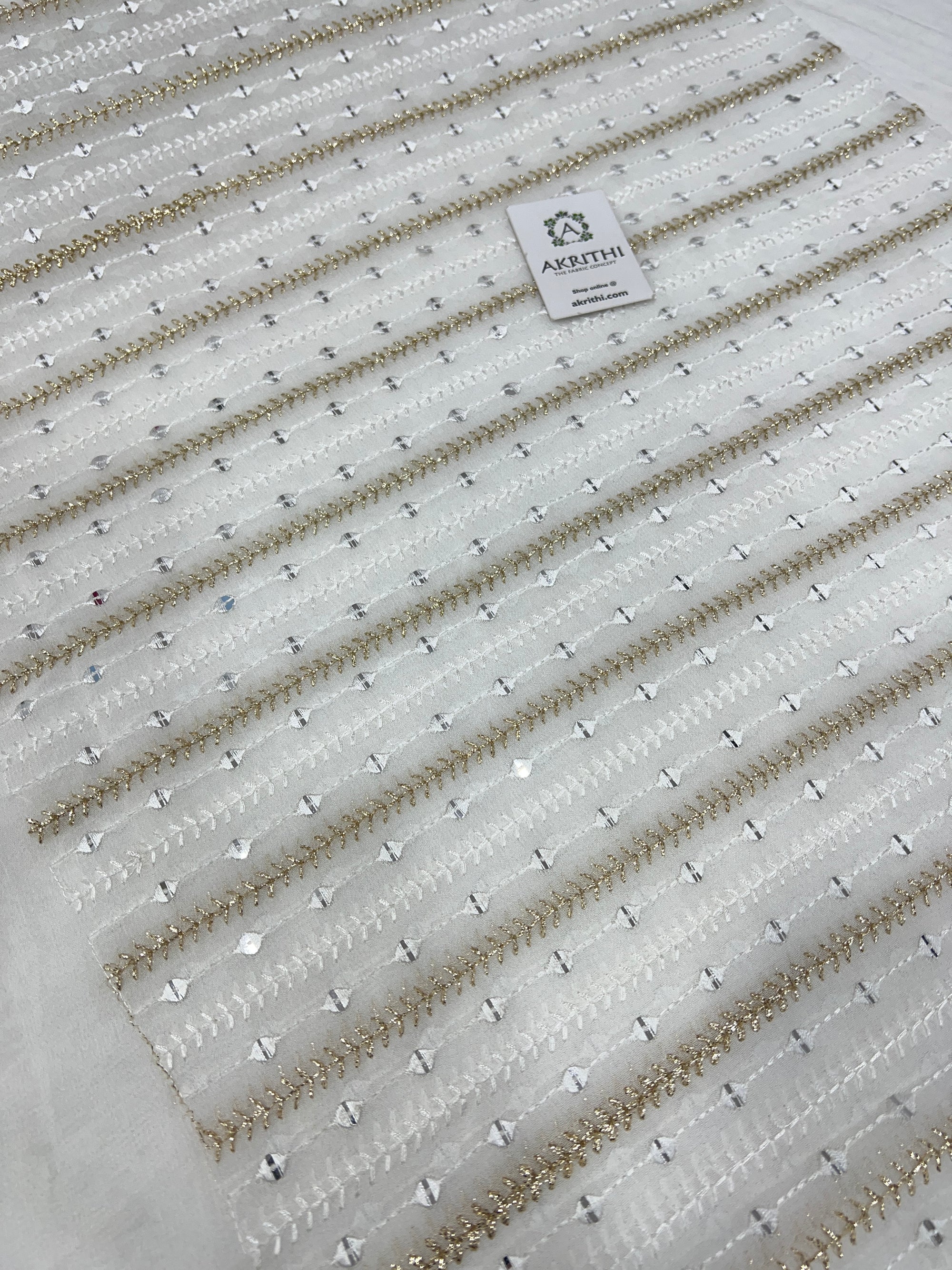 Dyeable Embroidered Georgette fabric