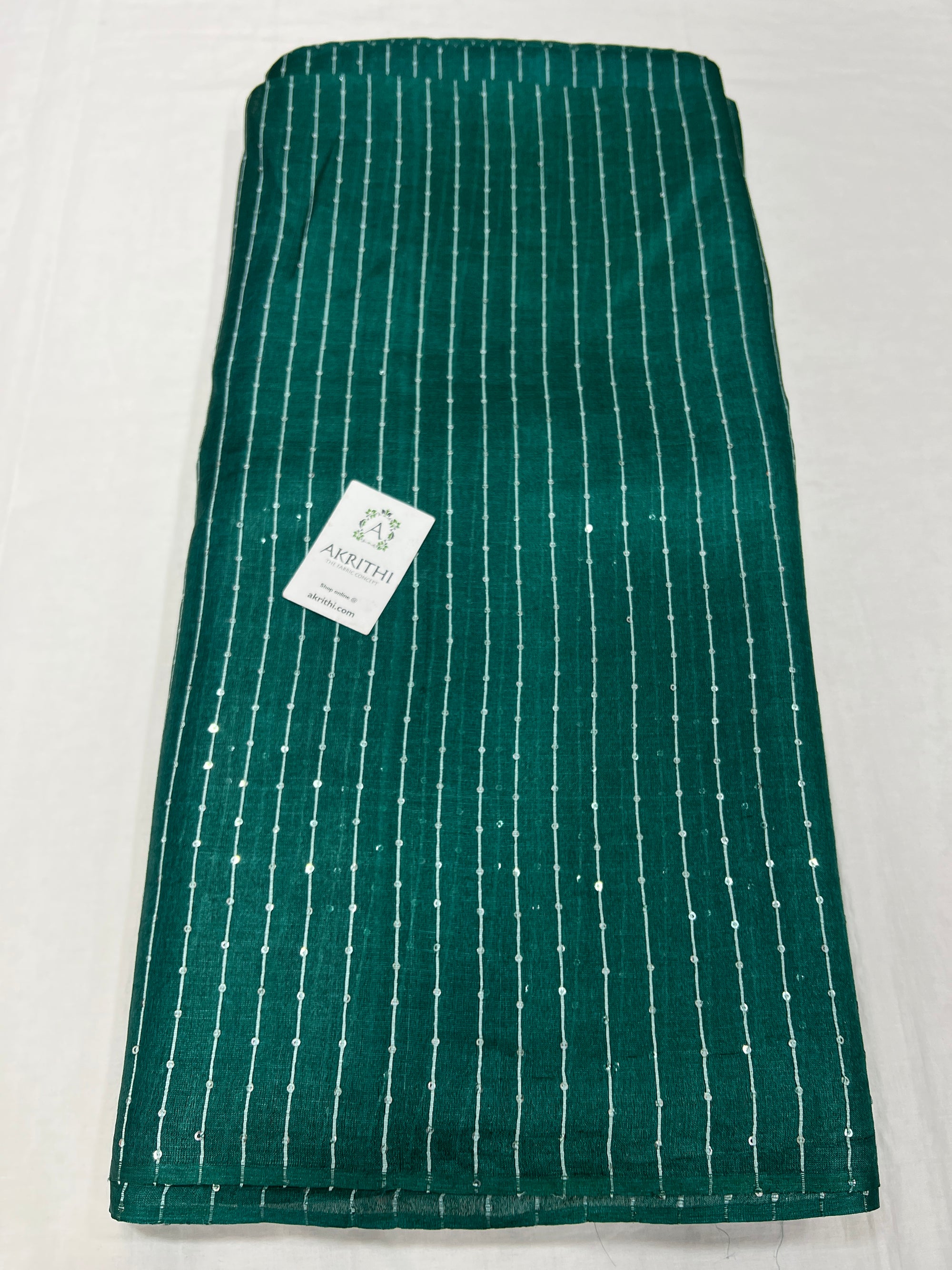 Striped Pure Tussar silk fabric with sequins