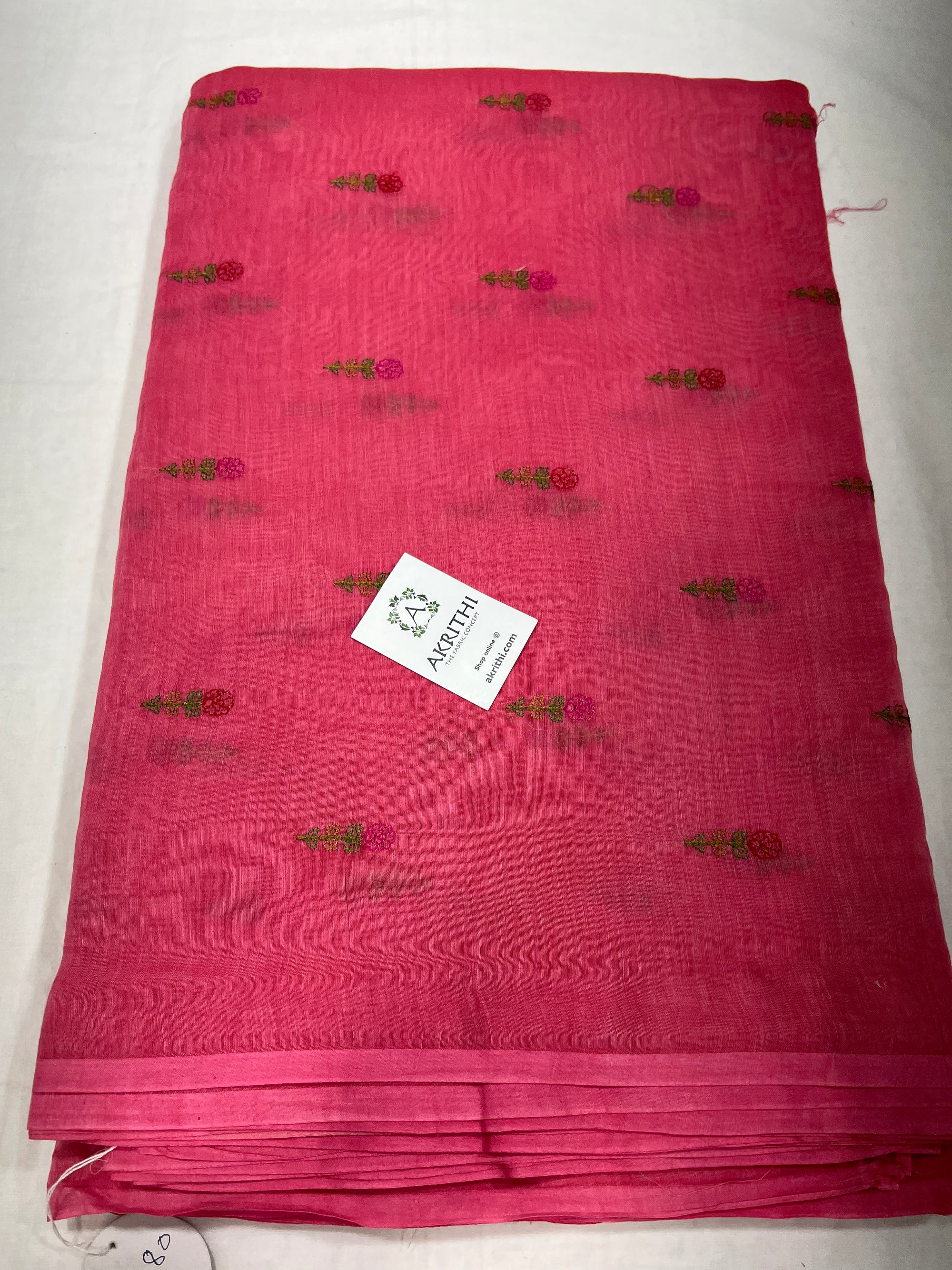 HANDLOOM MUL CHANDERI EMBROIDERED FABRIC