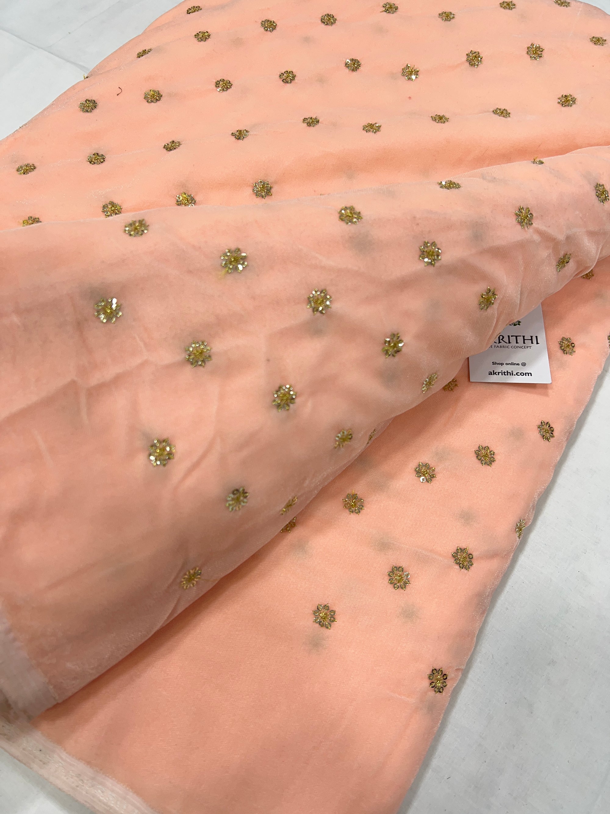 Embroidery on micro velvet fabric