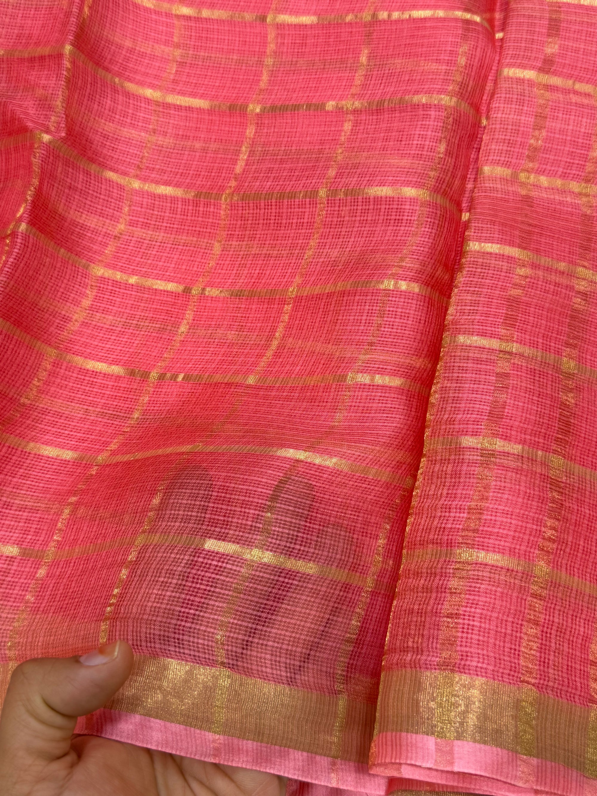 Pure kota silk saree with zari checks
