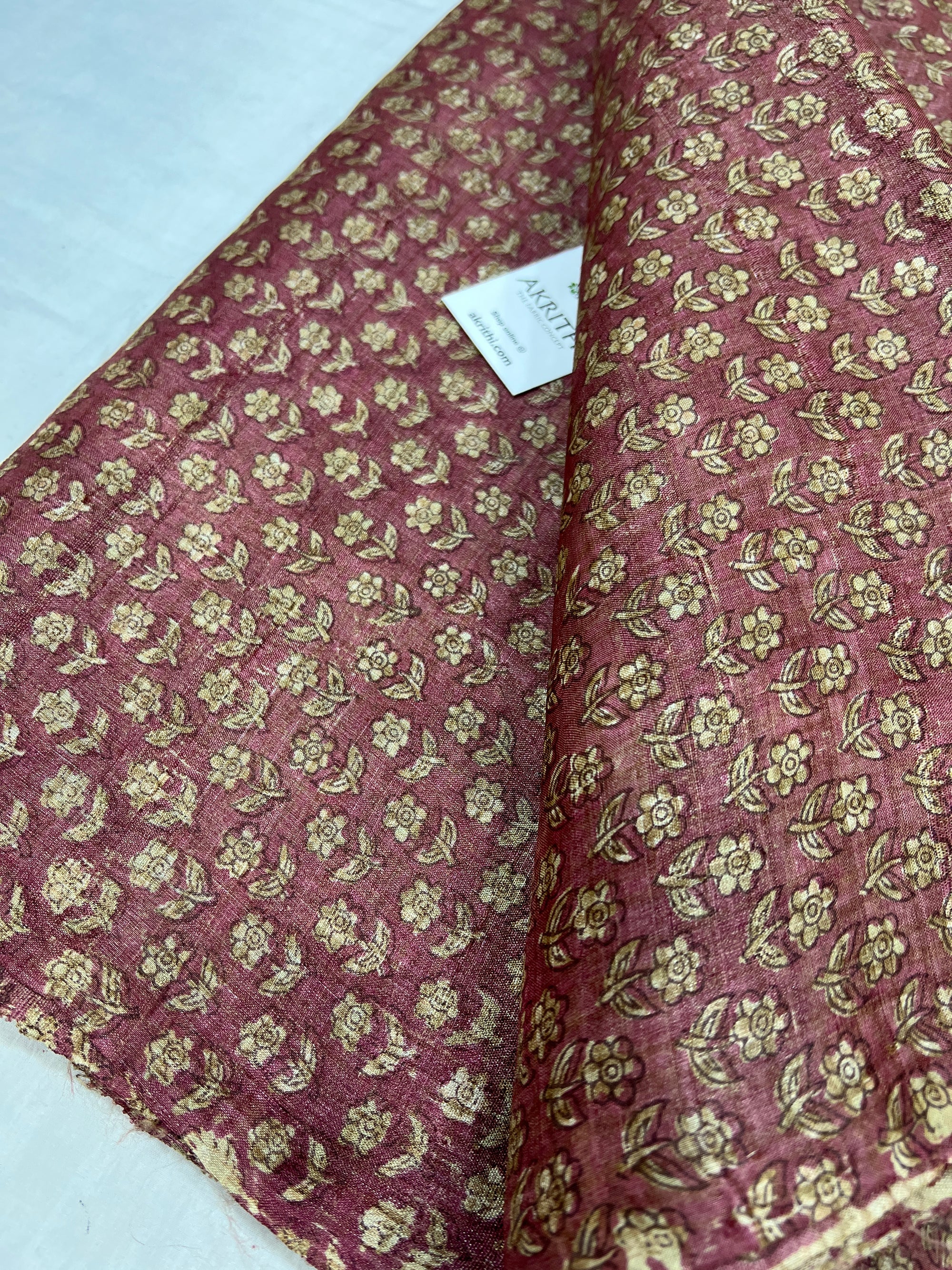 Hand block Printed handloom pure tussar silk fabric