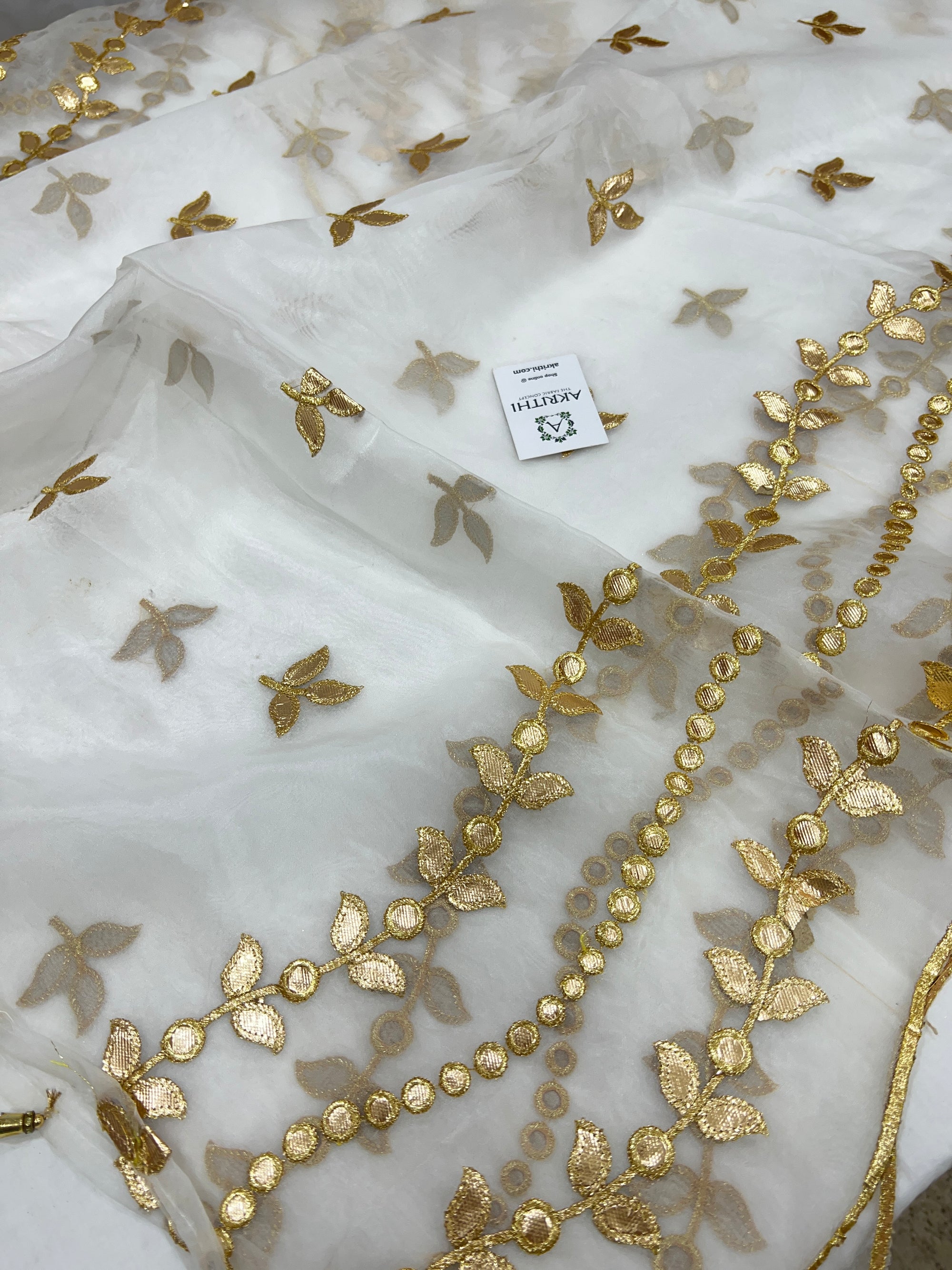 Dyeable Embroidered organza dupatta
