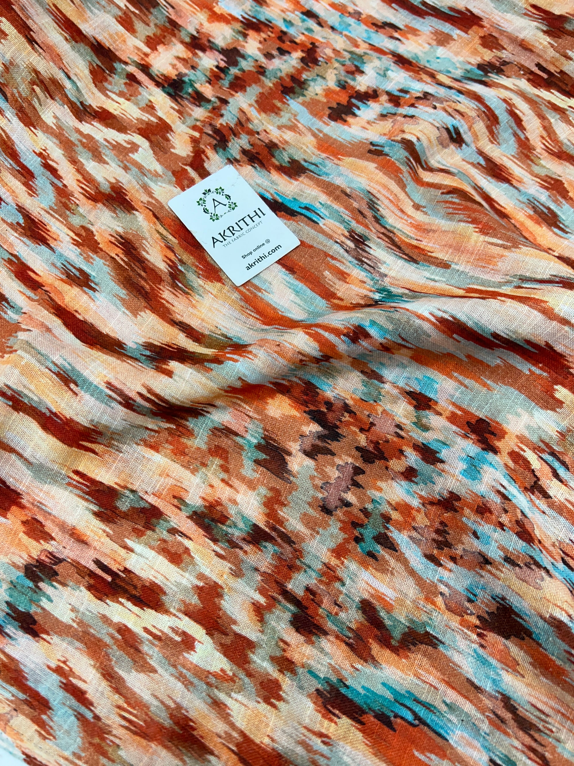 Digital Printed pure linen twill cotton fabric