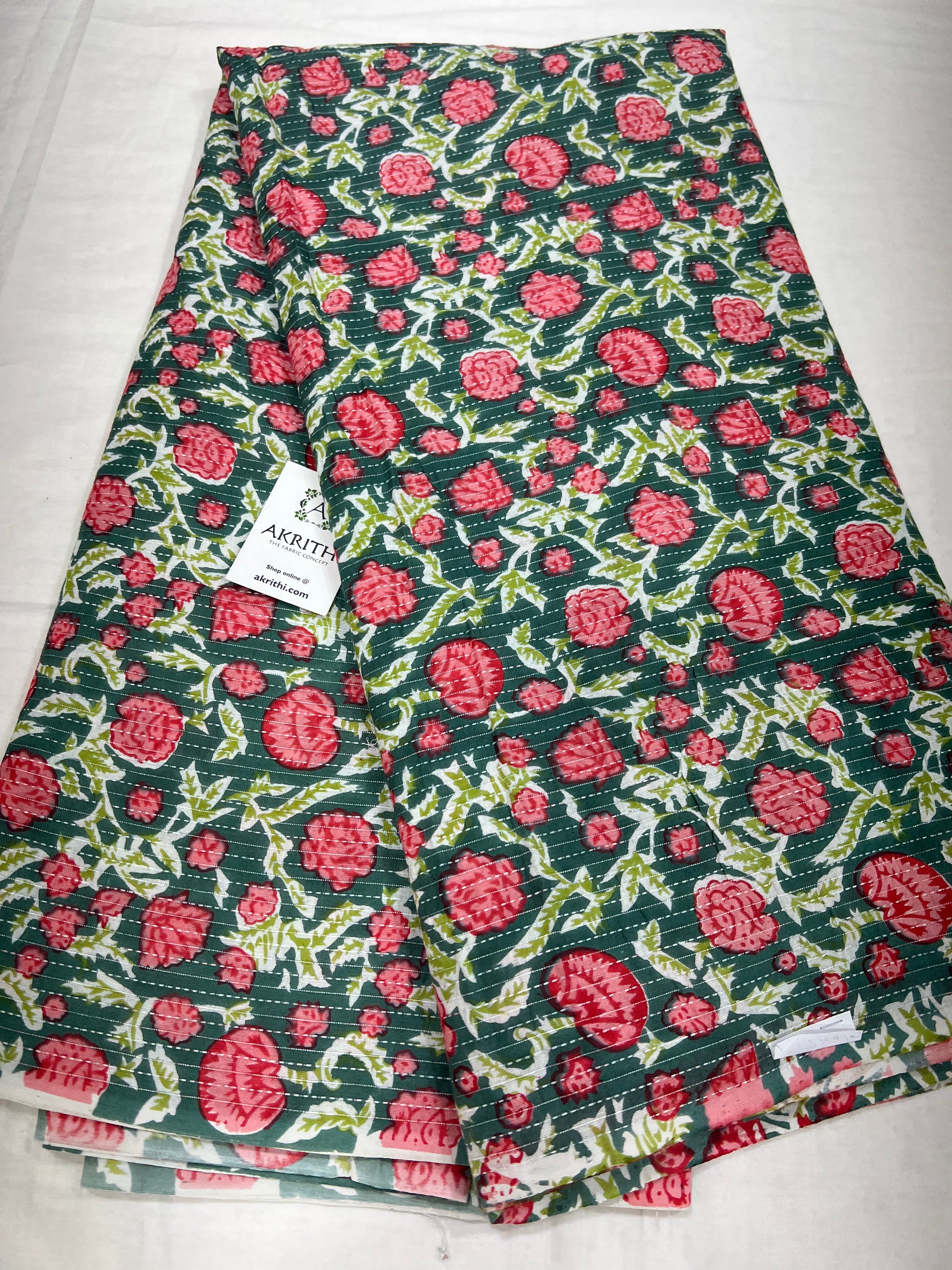 Printed Kantha pure cotton fabric