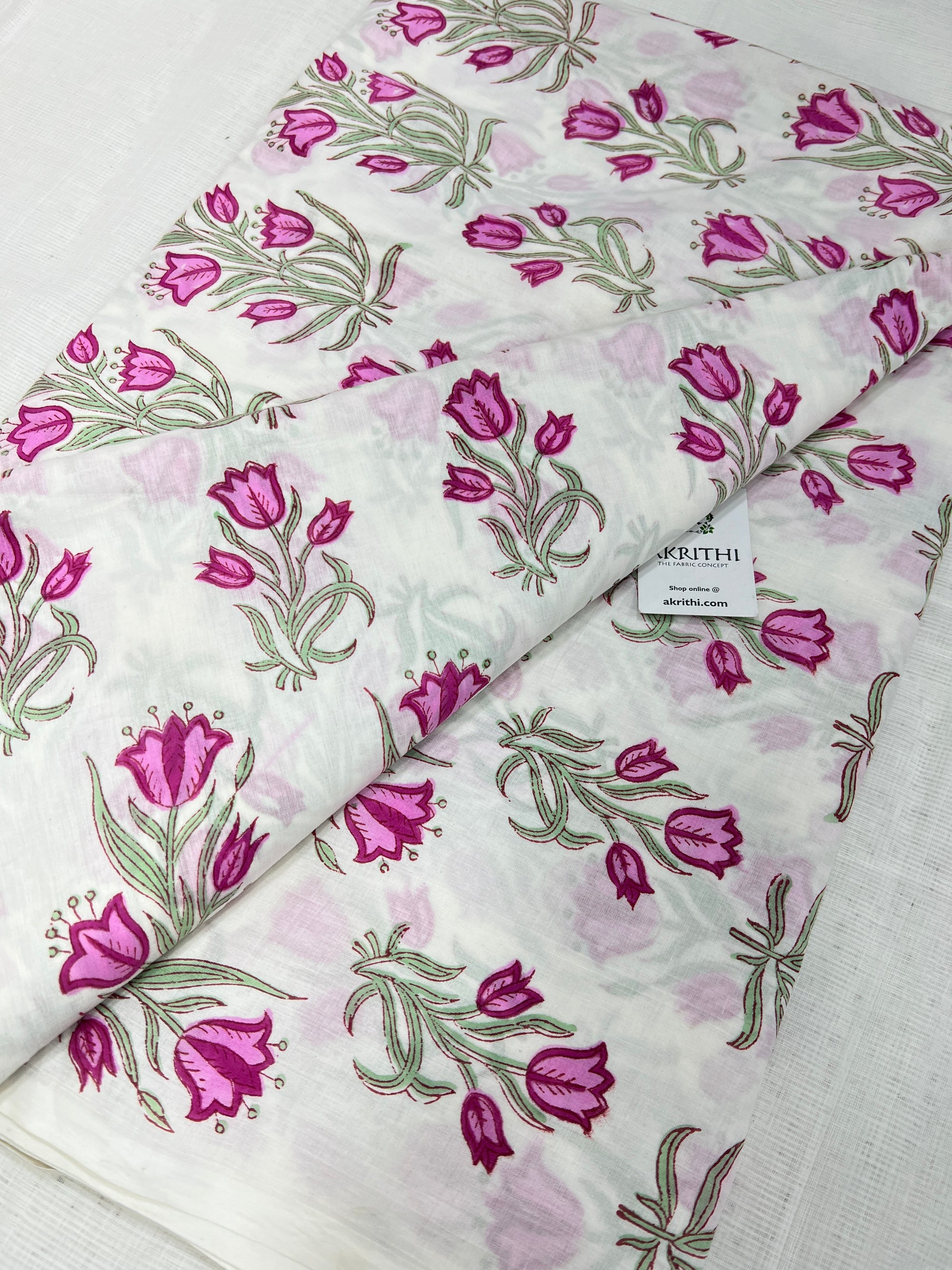 Hand block Printed pure mul cotton fabric