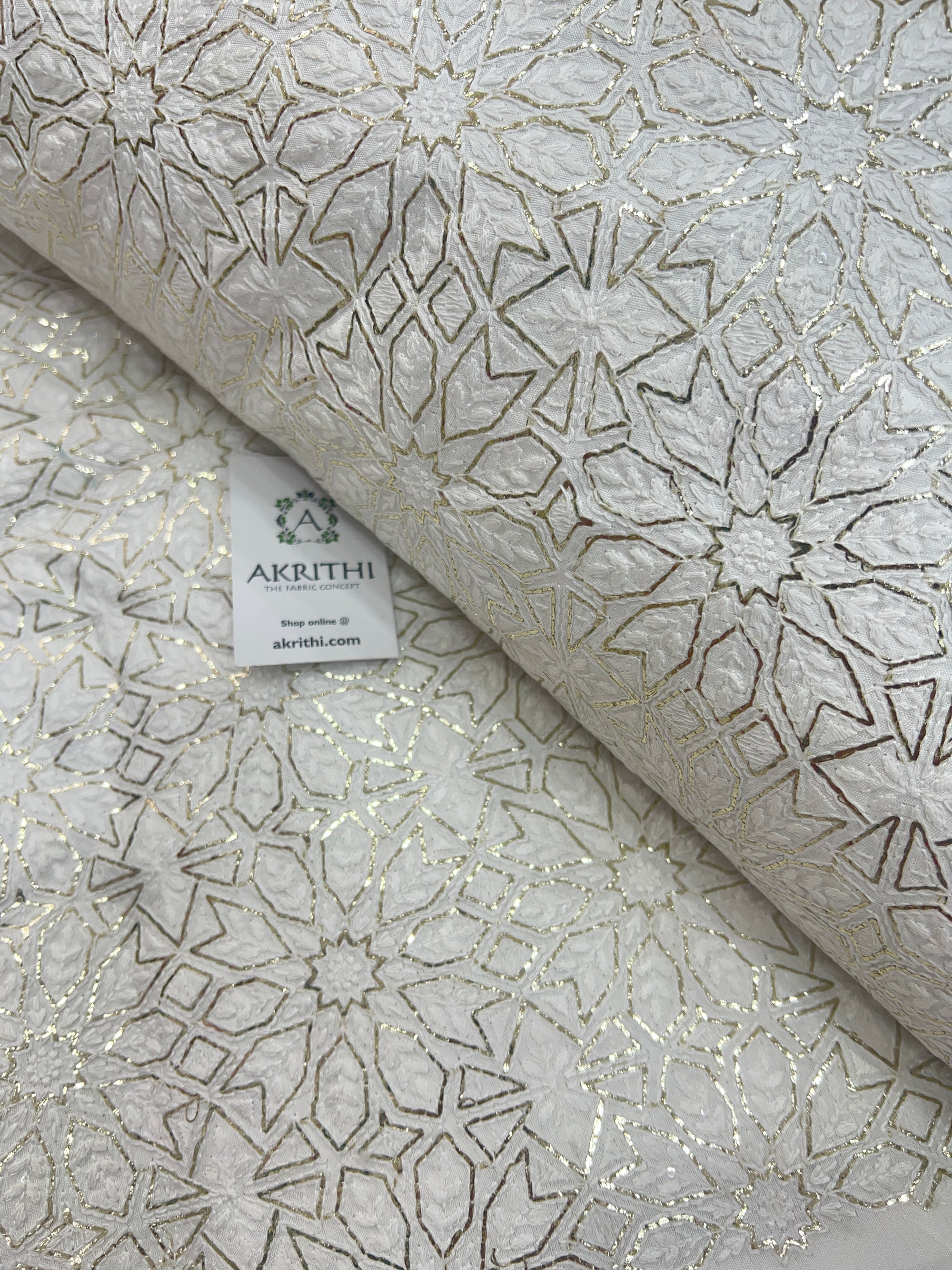 Dyeable Heavy Embroidered raw silk fabric