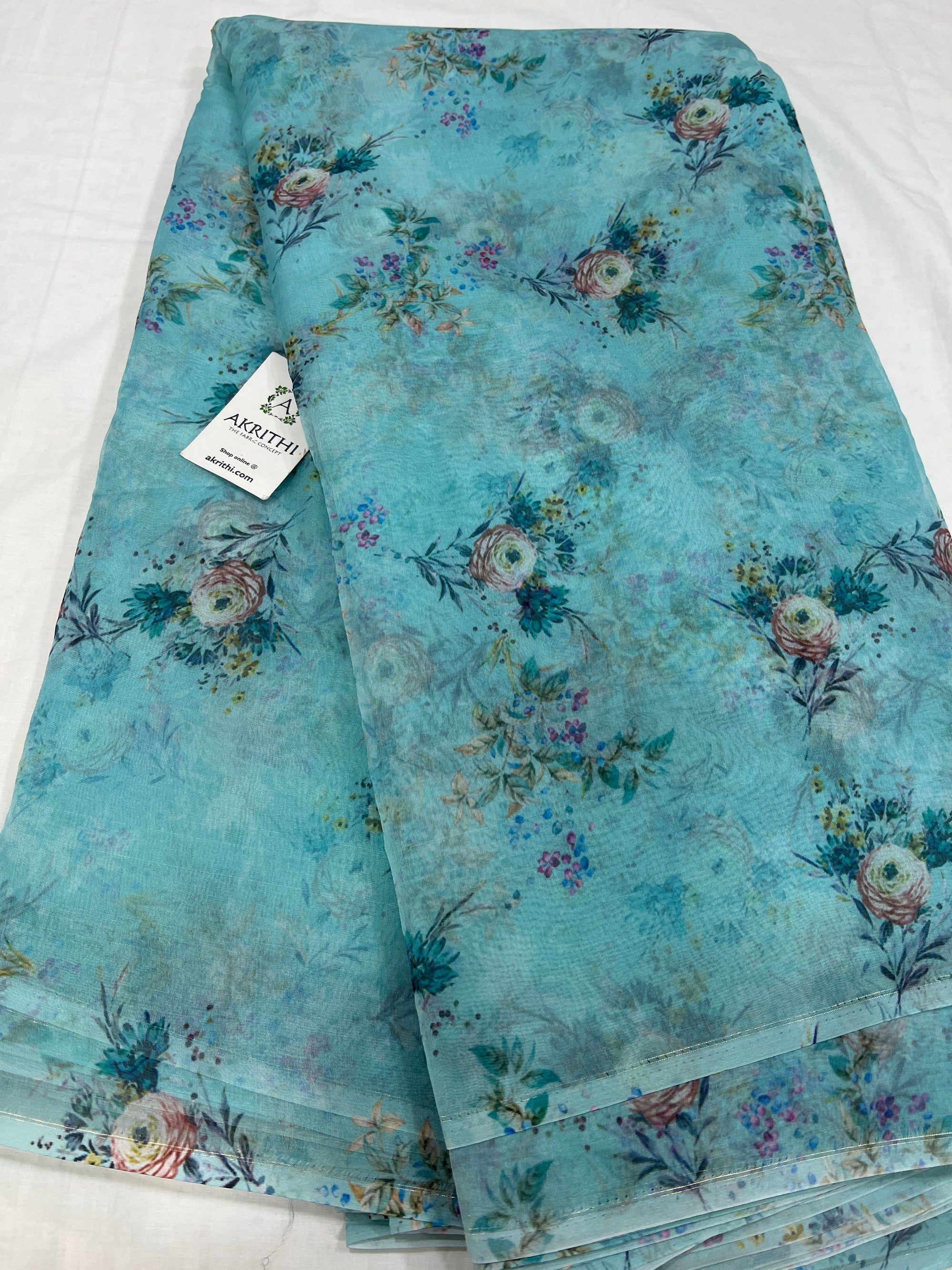 Digital floral Printed organza fabric