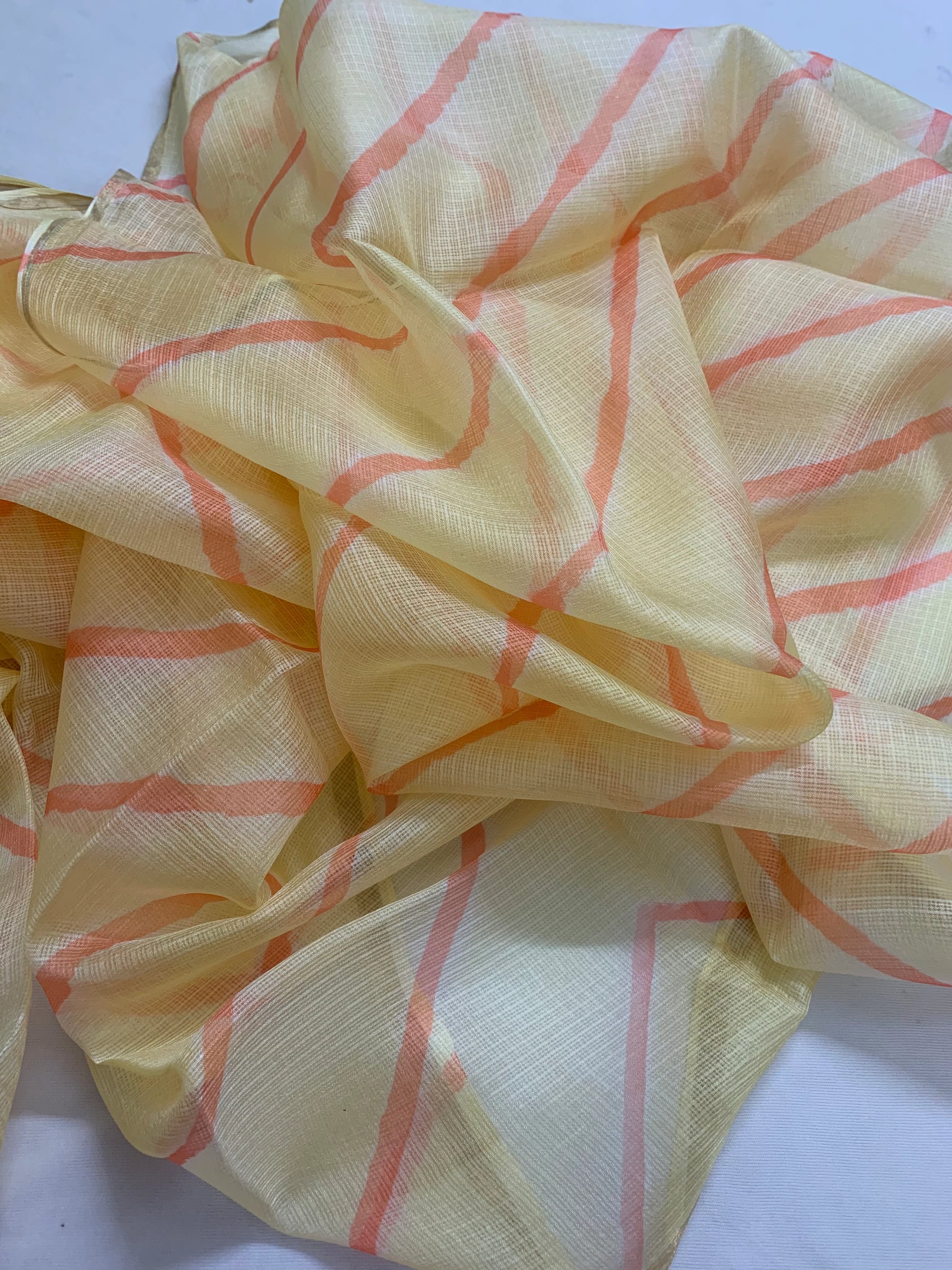 Pure silk Kota tie and dye fabric without zari border