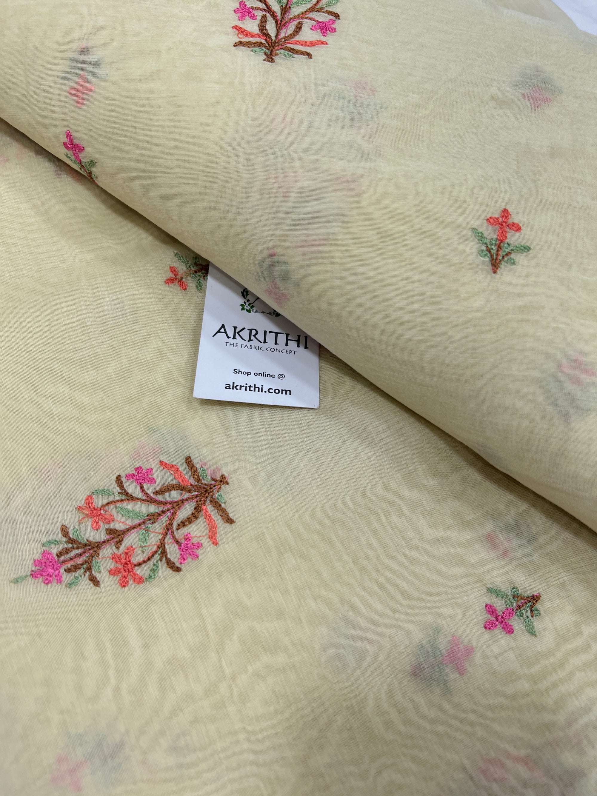 HANDLOOM MUL CHANDERI EMBROIDERED FABRIC