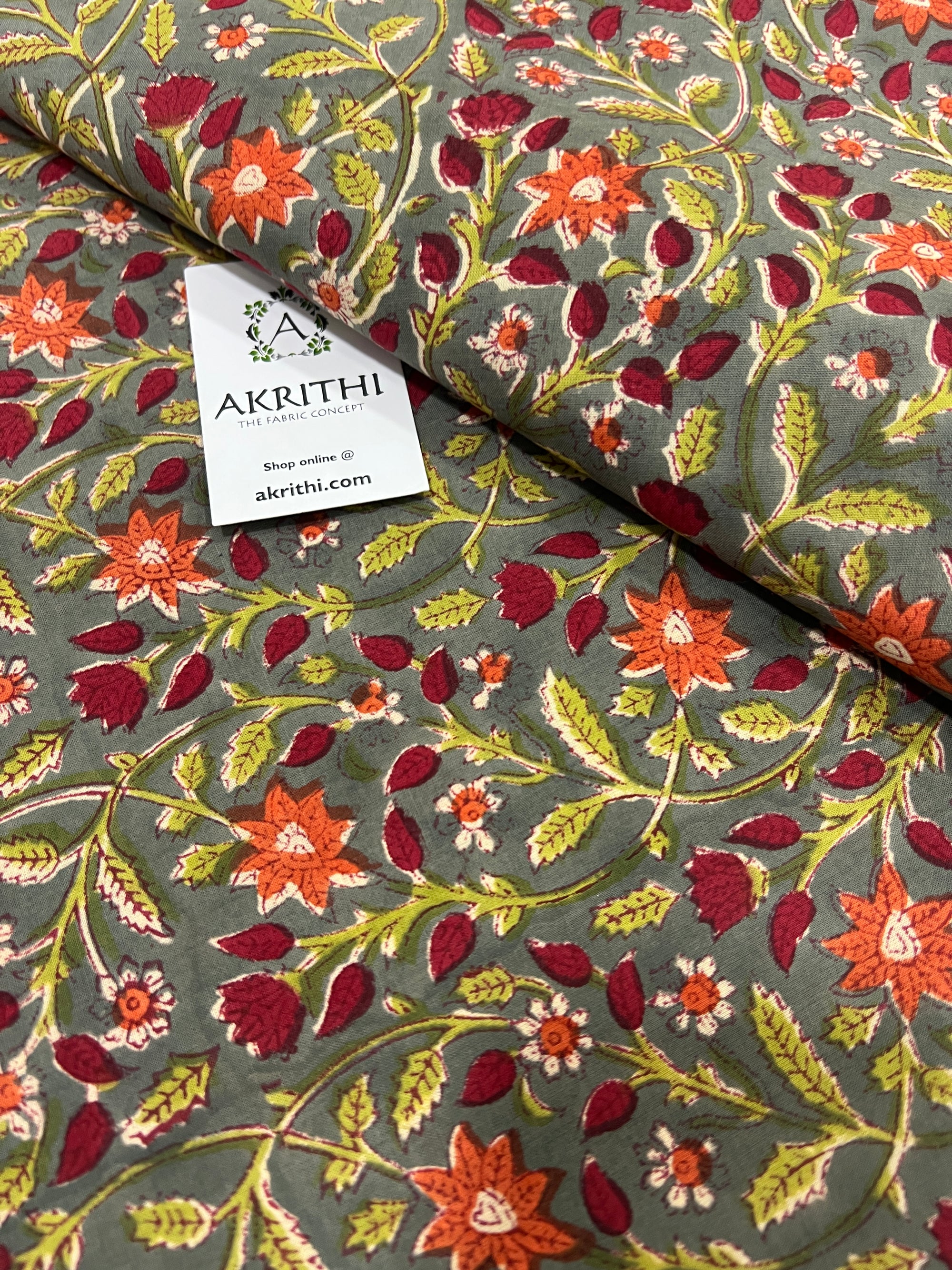 Hand block Printed pure cotton fabric 75 CM CUT
