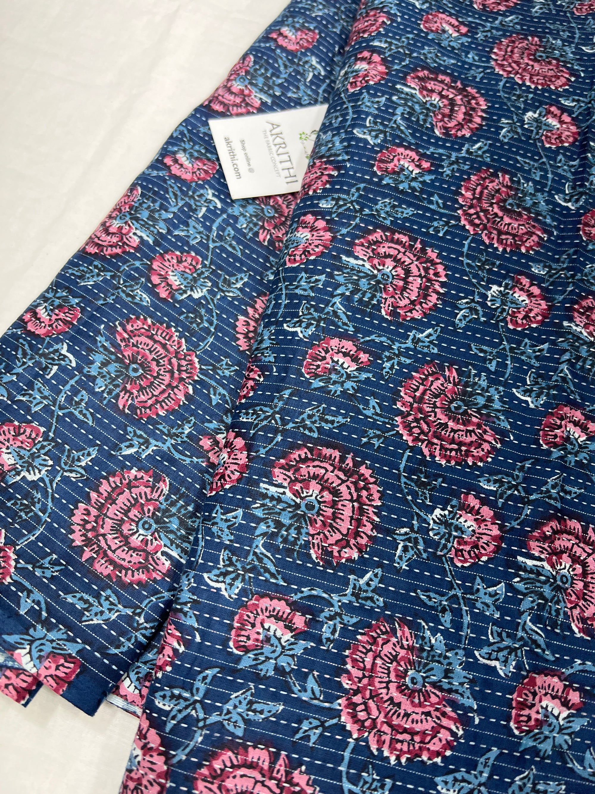 Printed Kantha pure cotton fabric