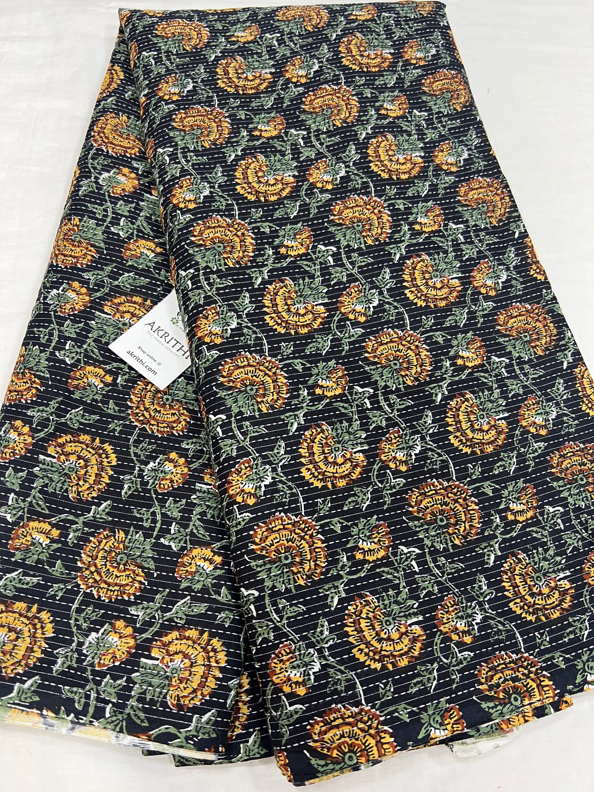 Printed Kantha pure cotton fabric