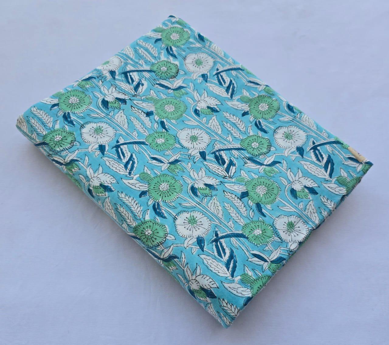 Hand block printed pure cotton fabric