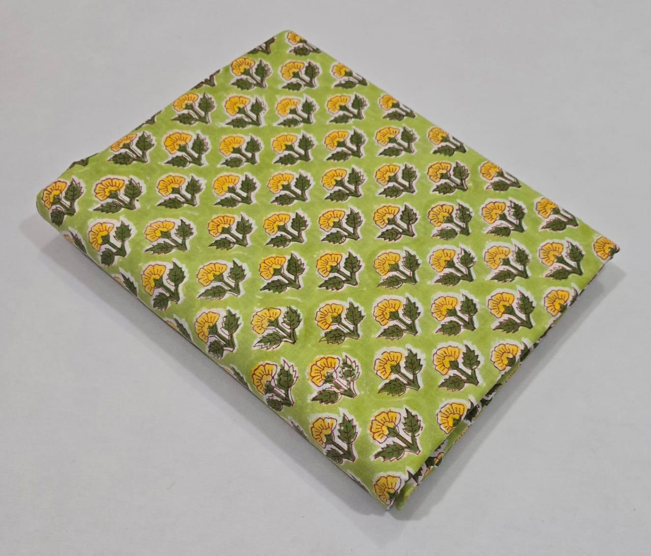 Hand block printed pure cotton fabric