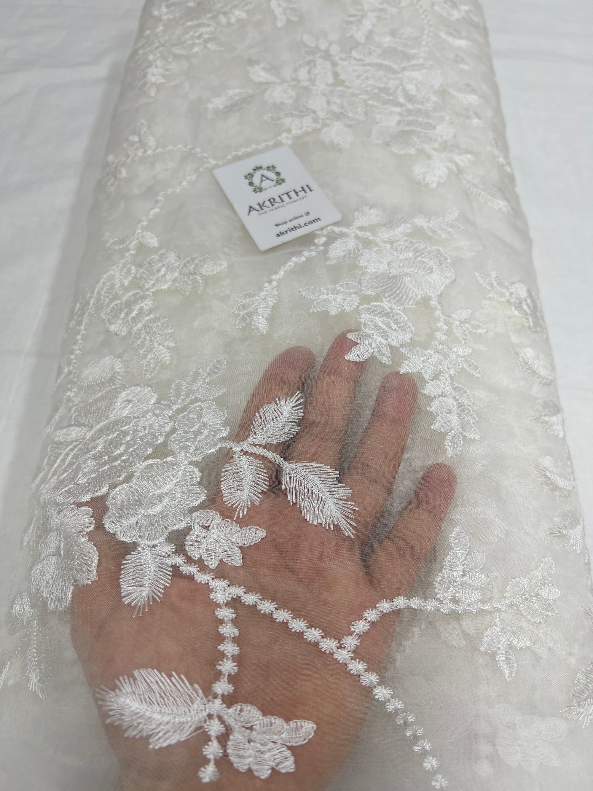 Embroidered organza fabric