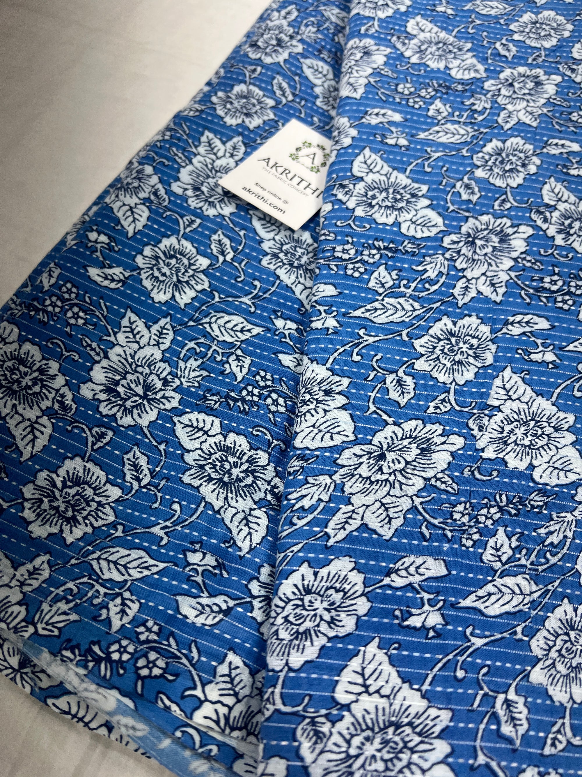 Printed Kantha pure cotton fabric