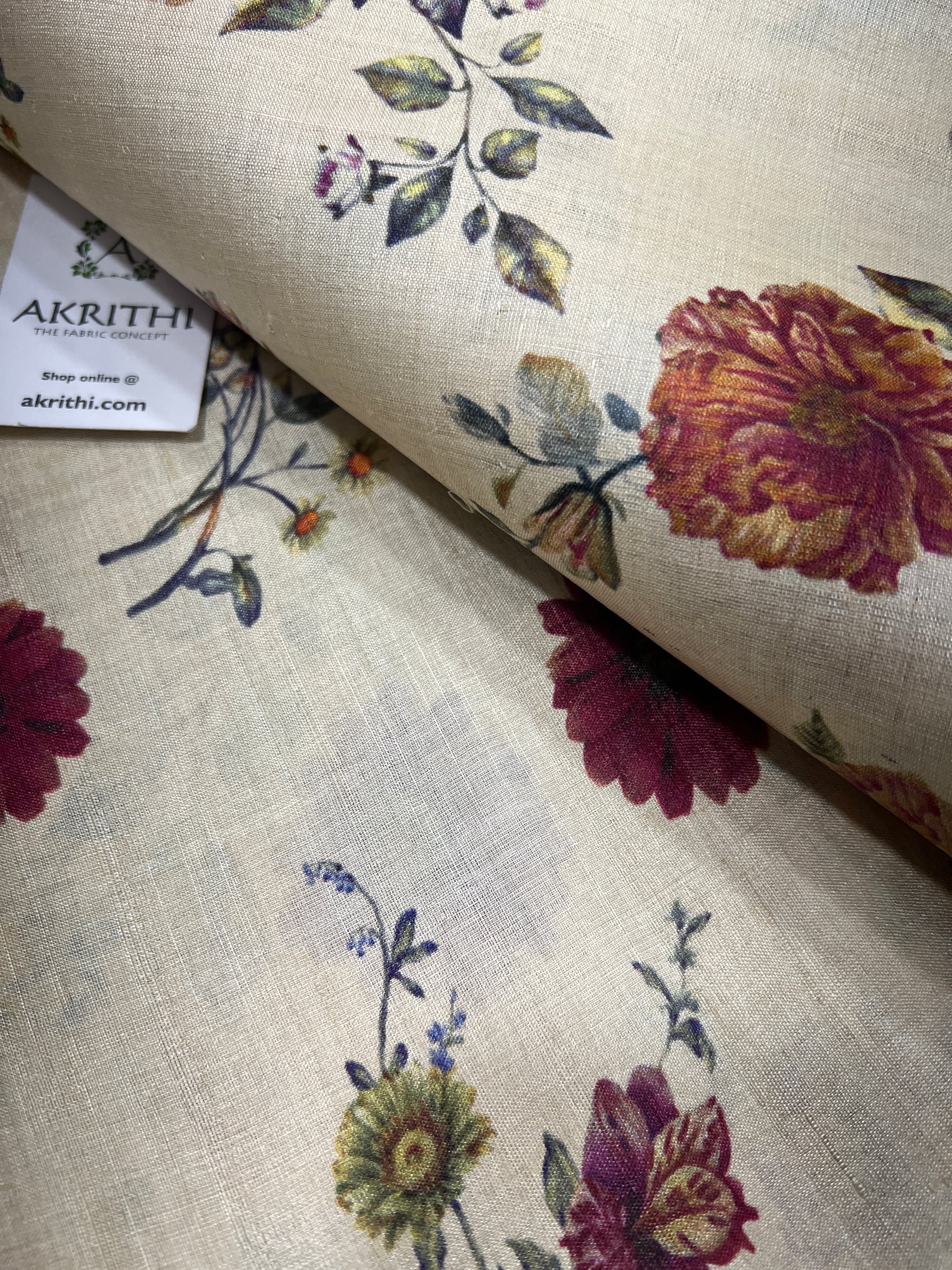 Digital Printed handloom pure tussar silk fabric
