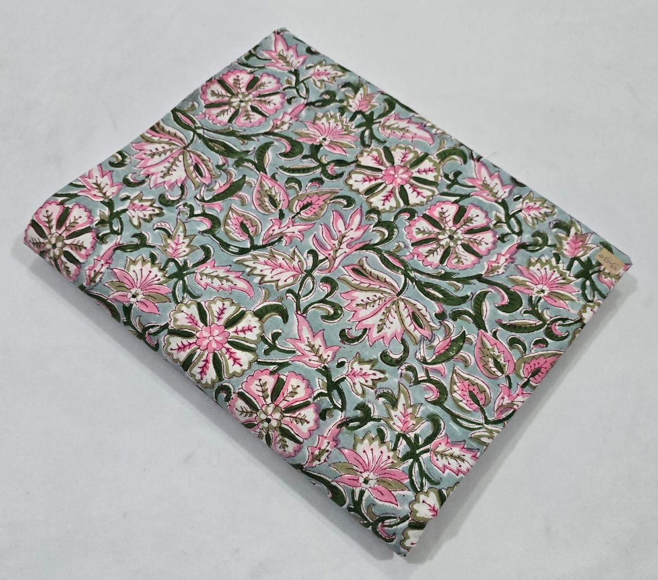 Hand block printed pure cotton fabric