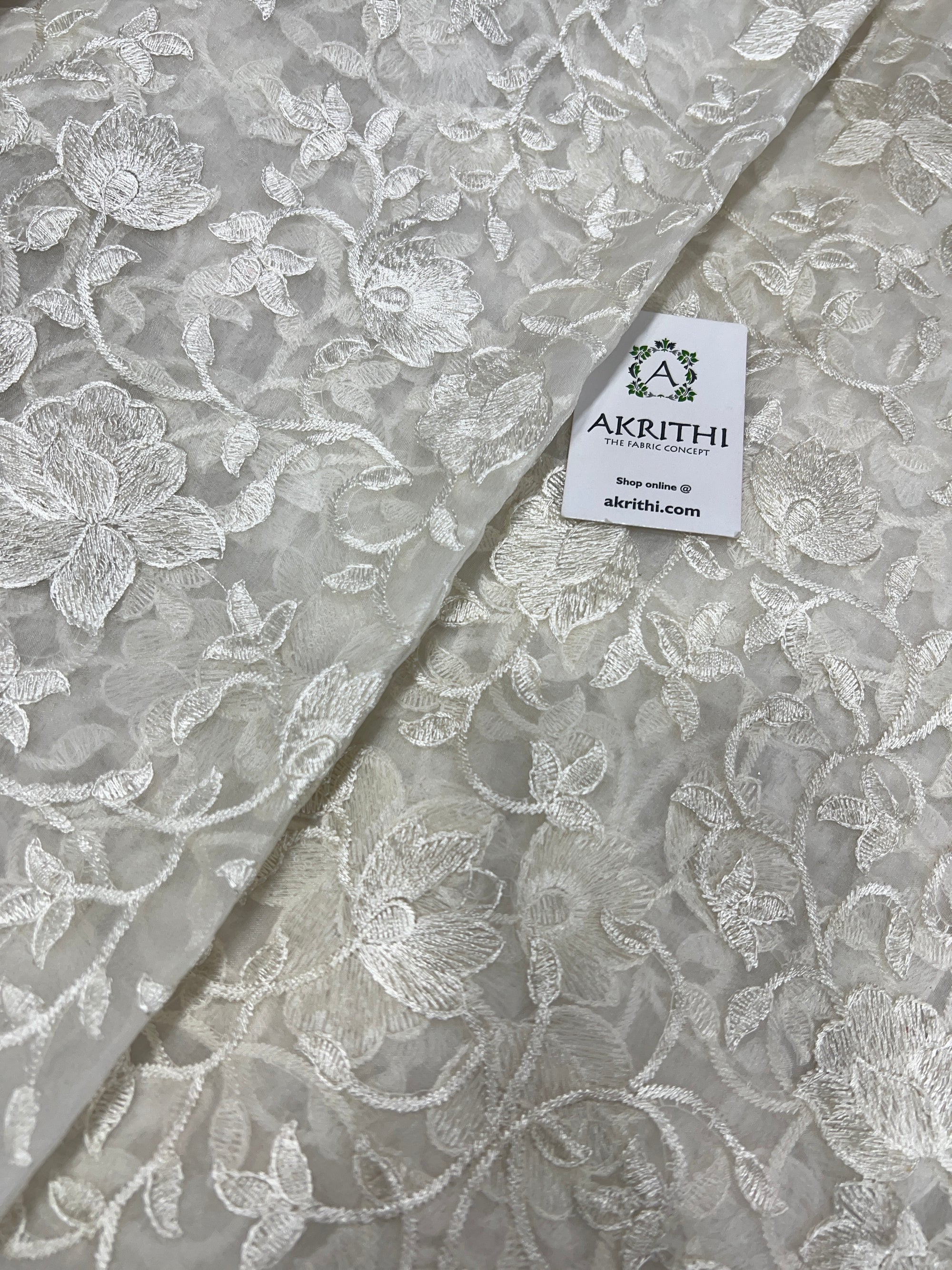 Embroidered organza fabric