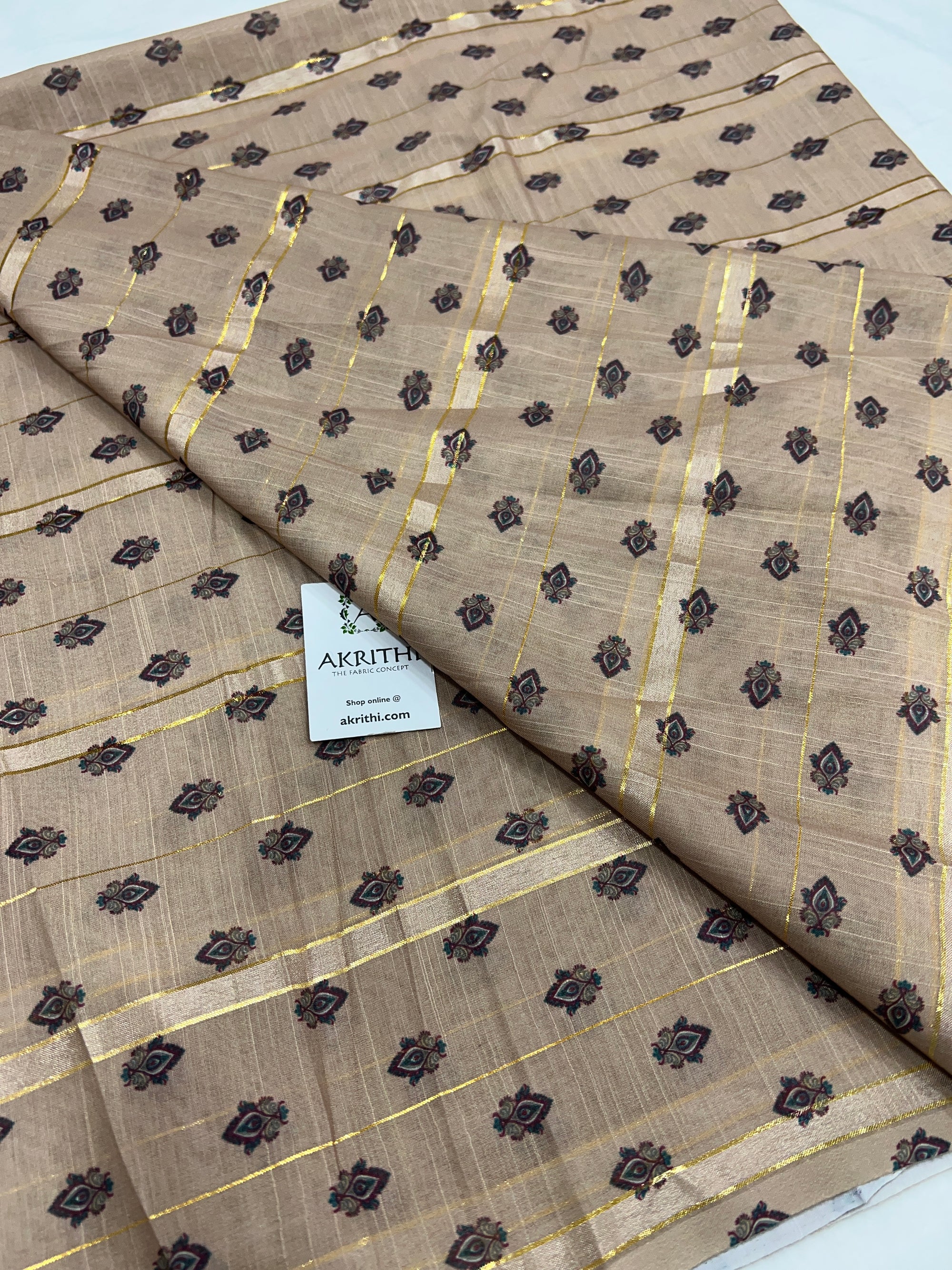 Digital printed munga fabric with Zari lines