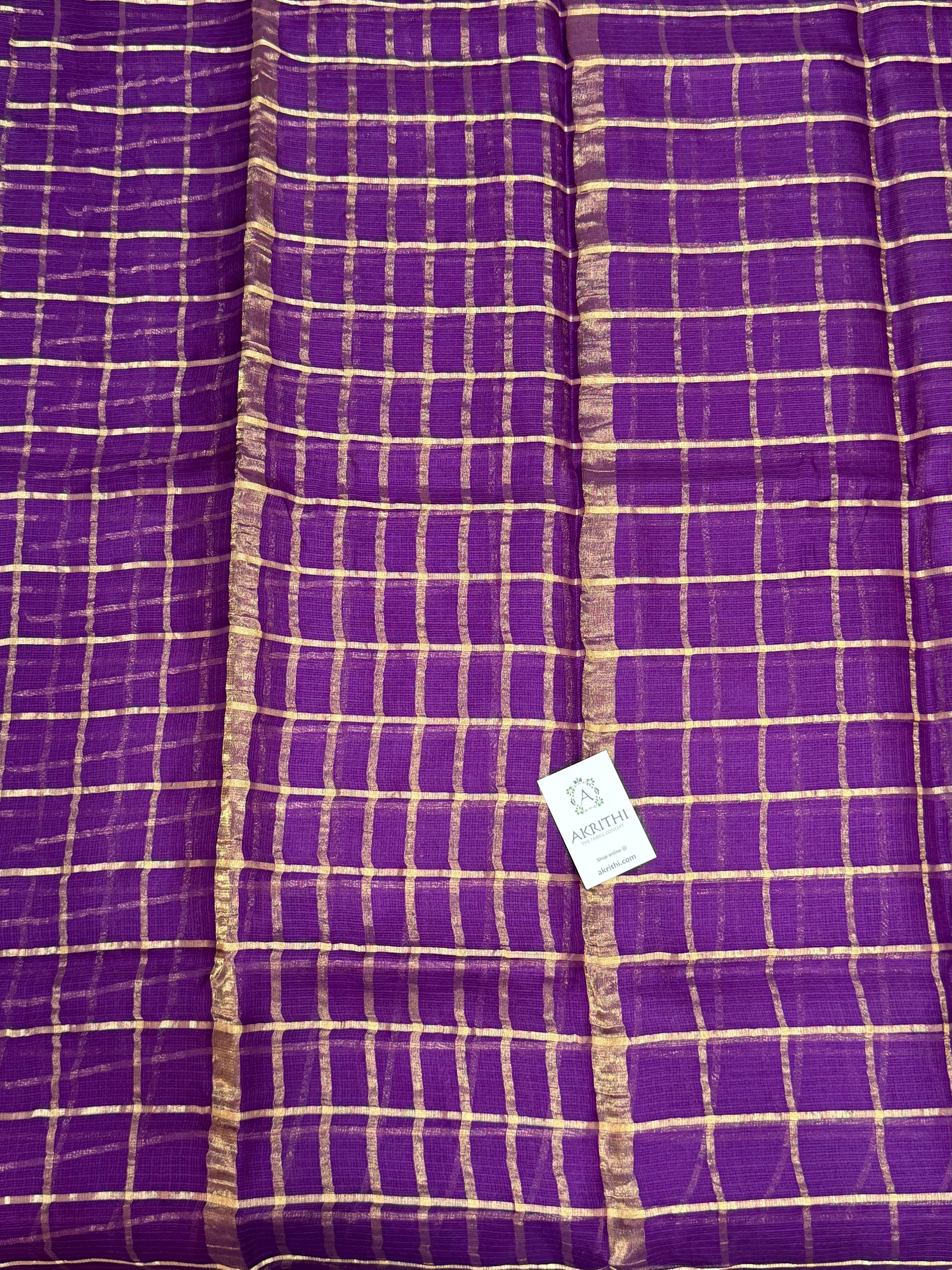 Pure kota silk saree with zari checks