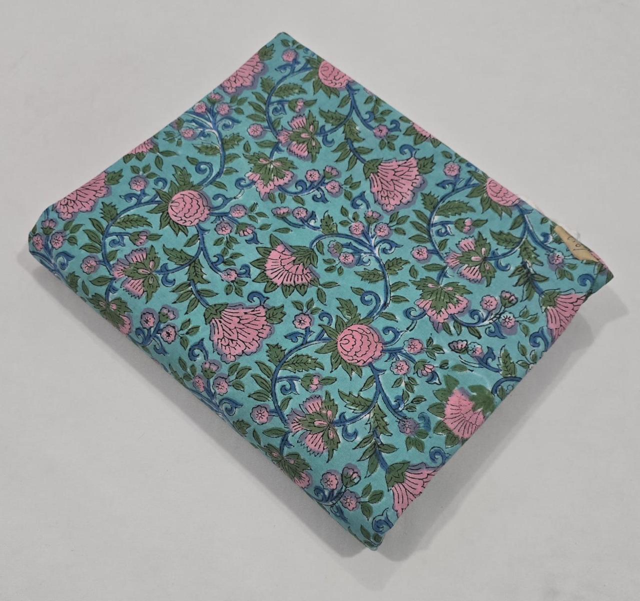 Hand block printed pure cotton fabric