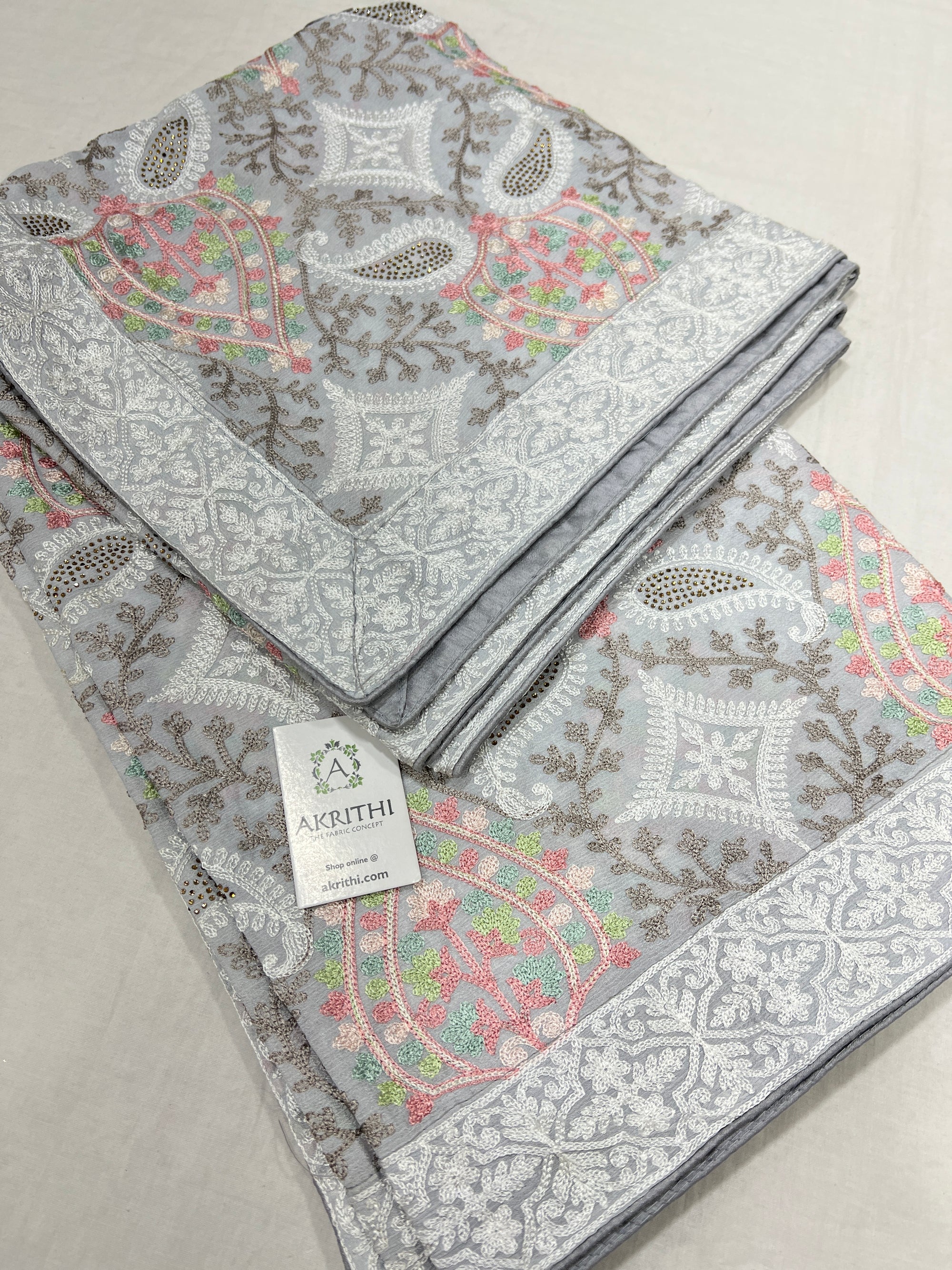 Embroidered chinon dupatta