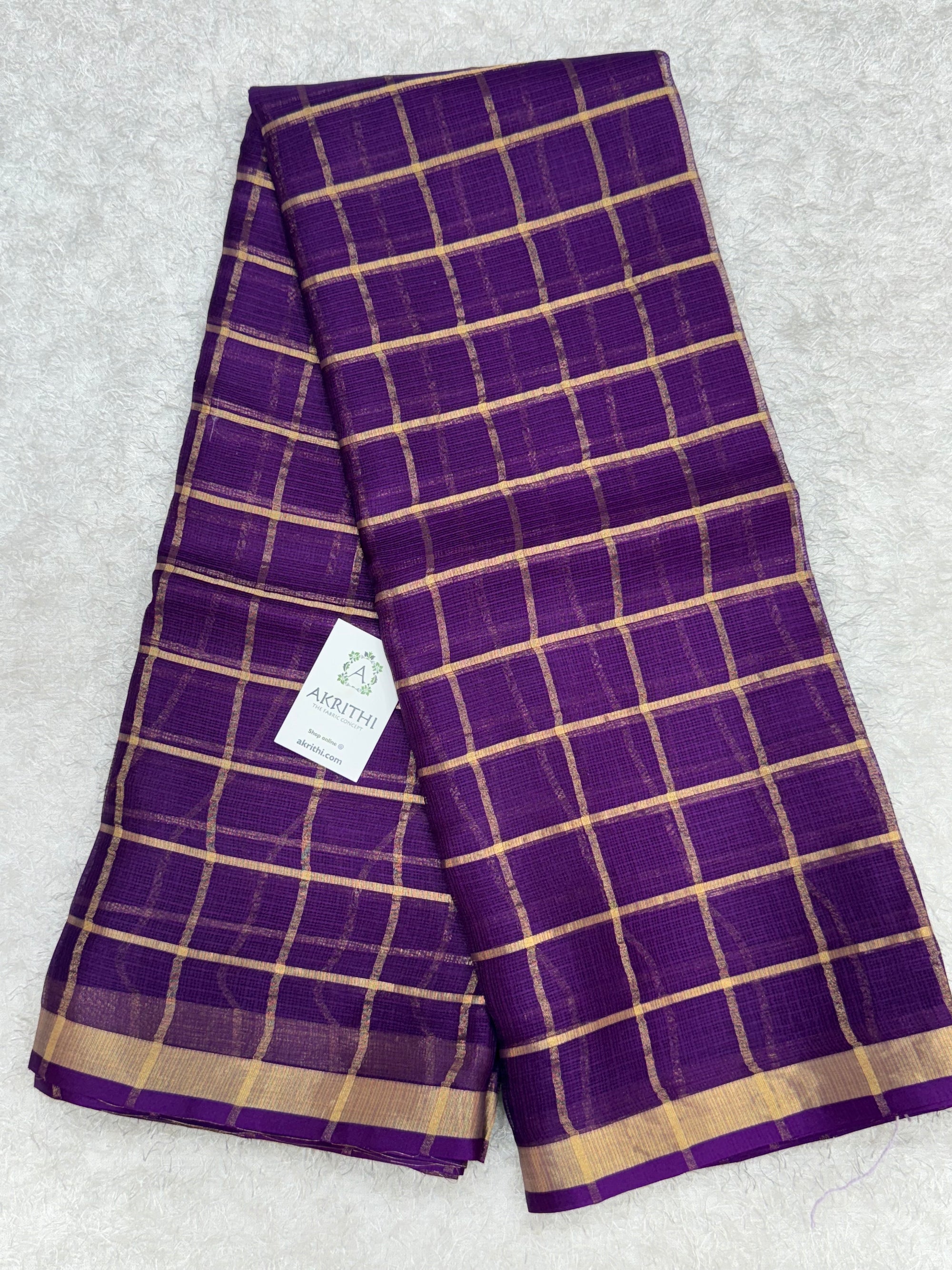 Pure kota silk saree with zari checks